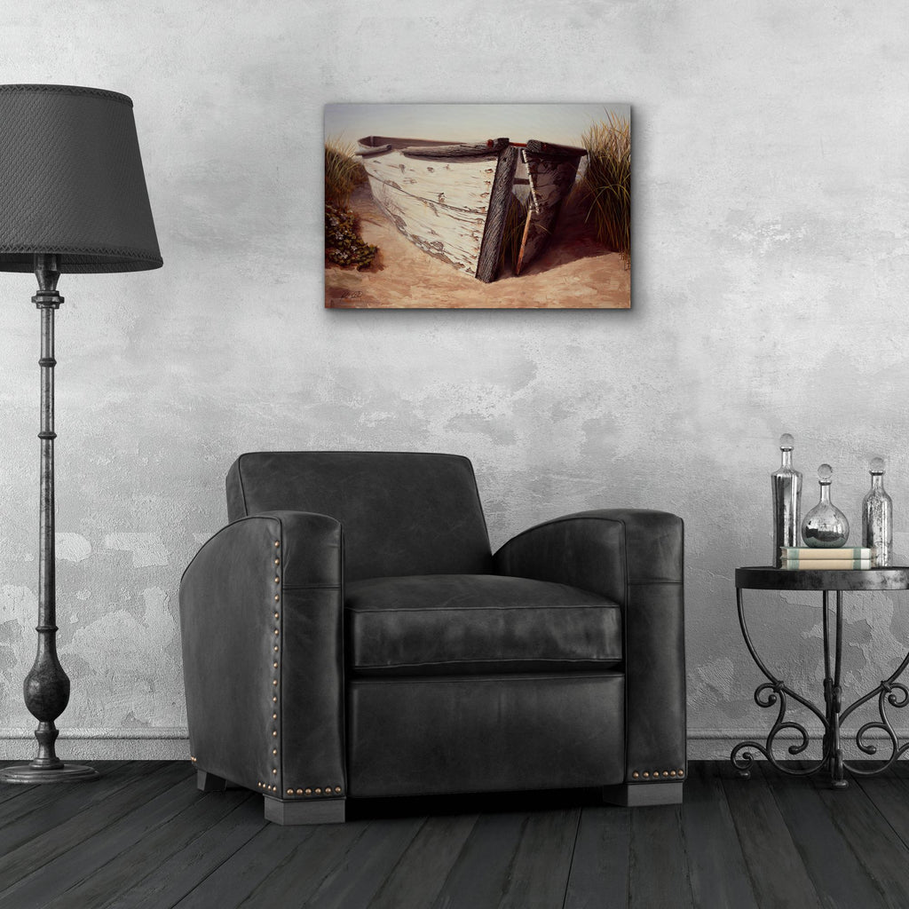 Epic Art ' White Boat II' by Karl Soderlund, Acrylic Glass Wall Art,24x16