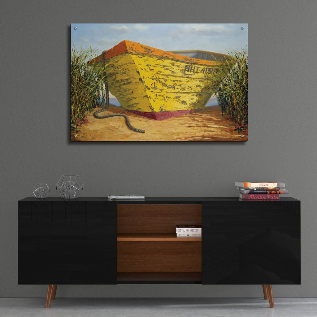 Epic Art ' Yellow and Orange Rowboat' by Karl Soderlund, Acrylic Glass Wall Art,36x24