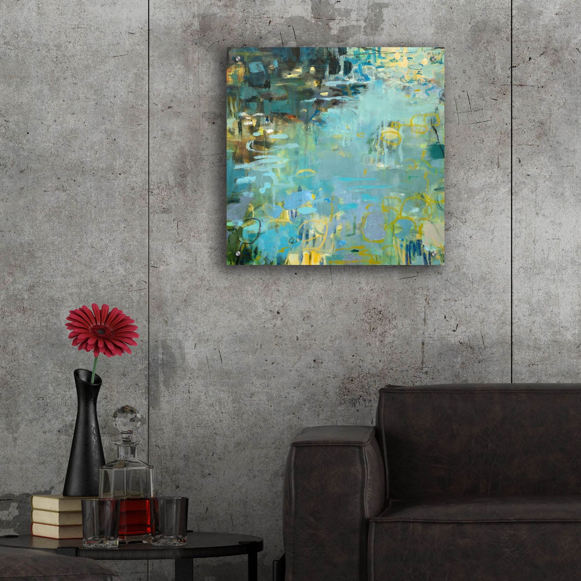 Epic Art ' Tidal Pool In Blue' by Kathleen Robbins, Acrylic Glass Wall Art,24x24