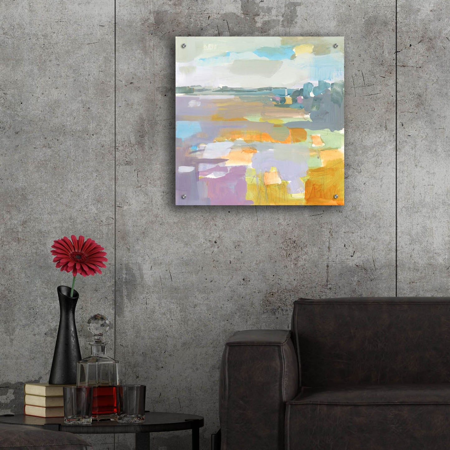 Epic Art ' Lilac Field' by Kathleen Robbins, Acrylic Glass Wall Art,24x24