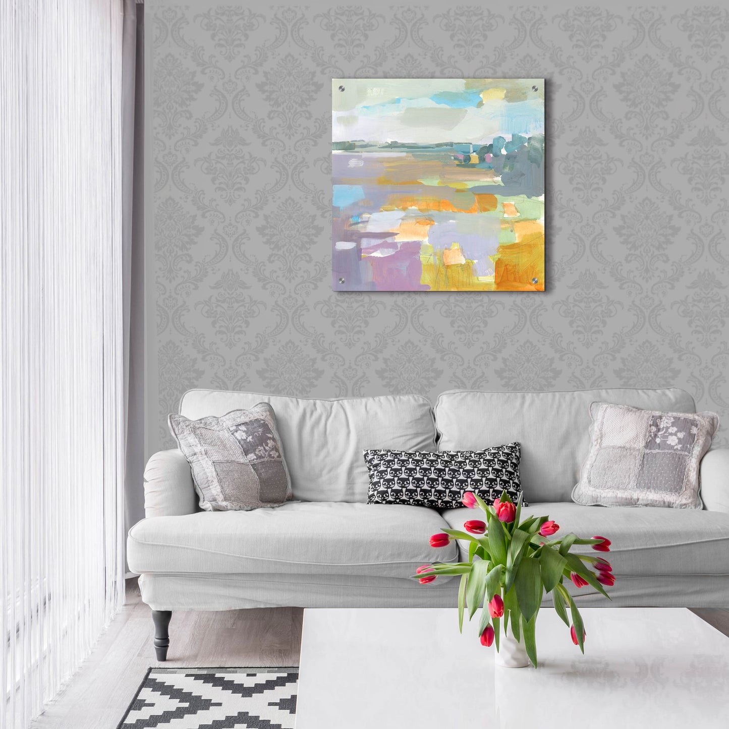 Epic Art ' Lilac Field' by Kathleen Robbins, Acrylic Glass Wall Art,24x24