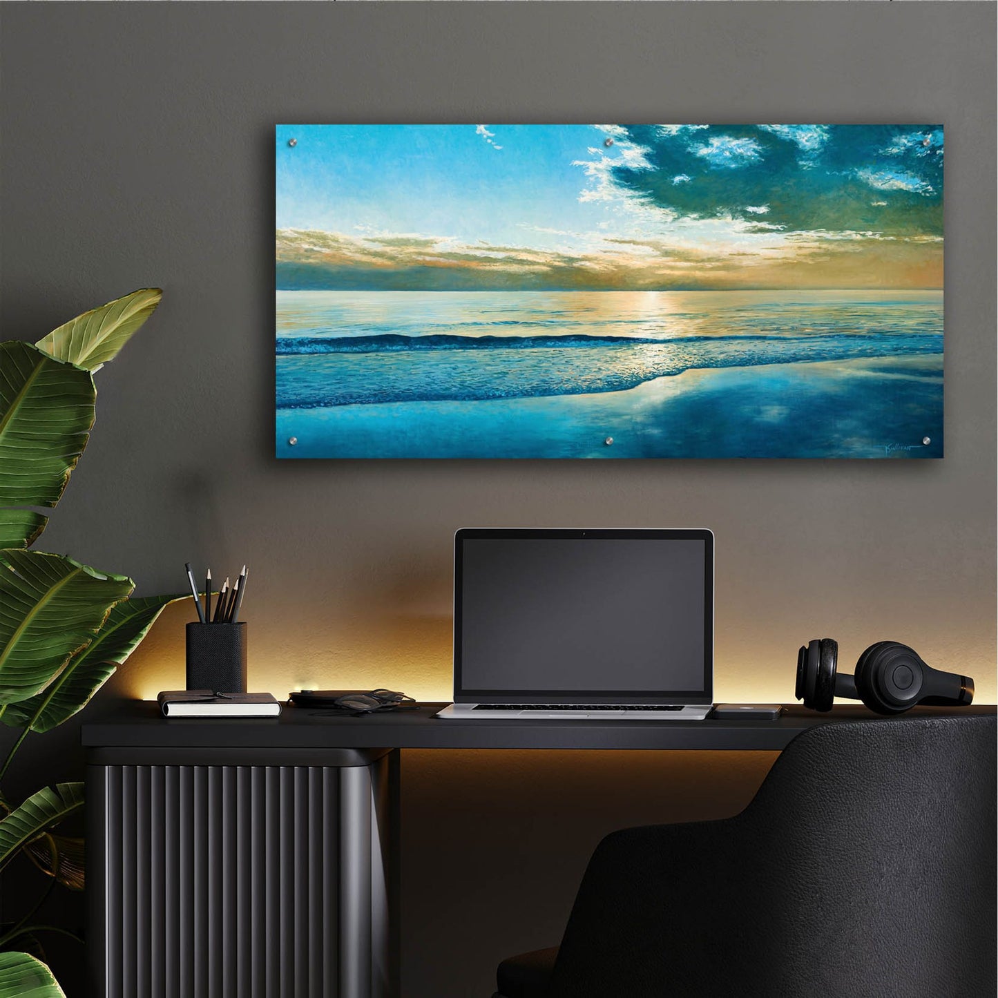 Epic Art ' Amelia Island Dawn' by Kent Sullivan, Acrylic Glass Wall Art,48x24