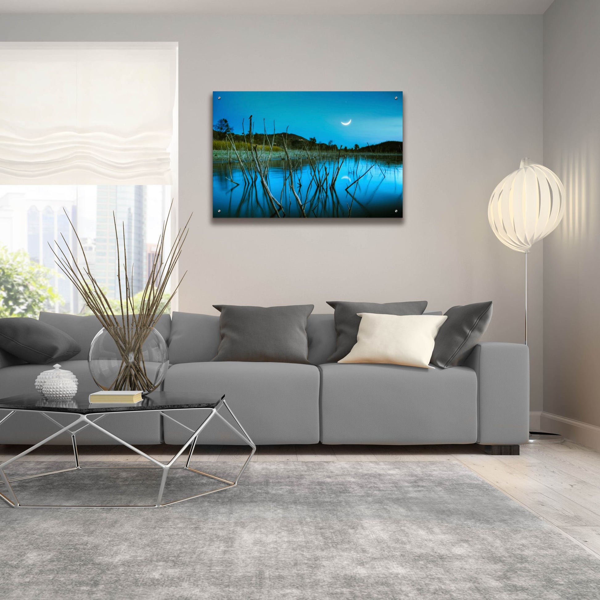 Epic Art ' The Blue Lake' by Lee Sie, Acrylic Glass Wall Art,36x24