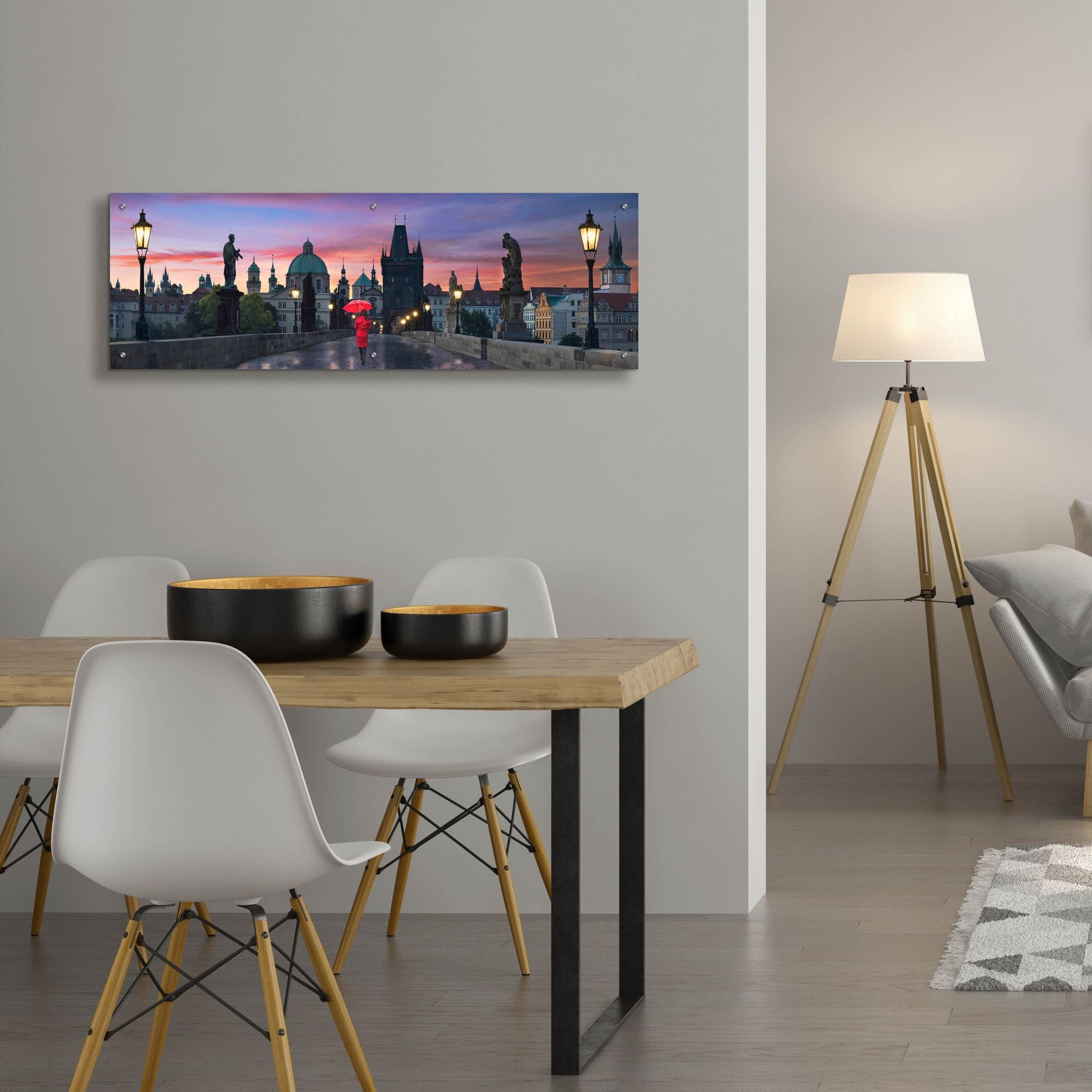 Epic Art ' Dawn at Charles Bridge' by Lee Sie, Acrylic Glass Wall Art,48x16