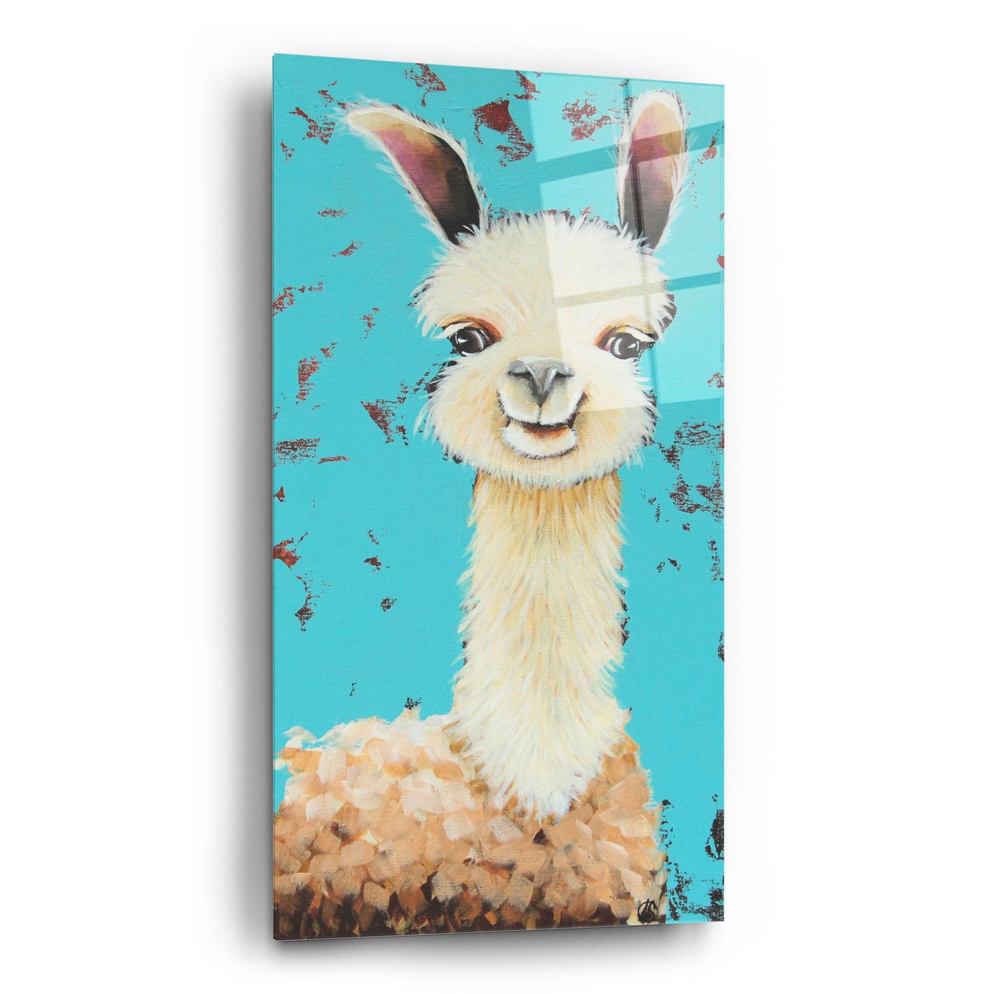 Epic Art ' Llama Sue' by Lucia Stewart, Acrylic Glass Wall Art,12x24