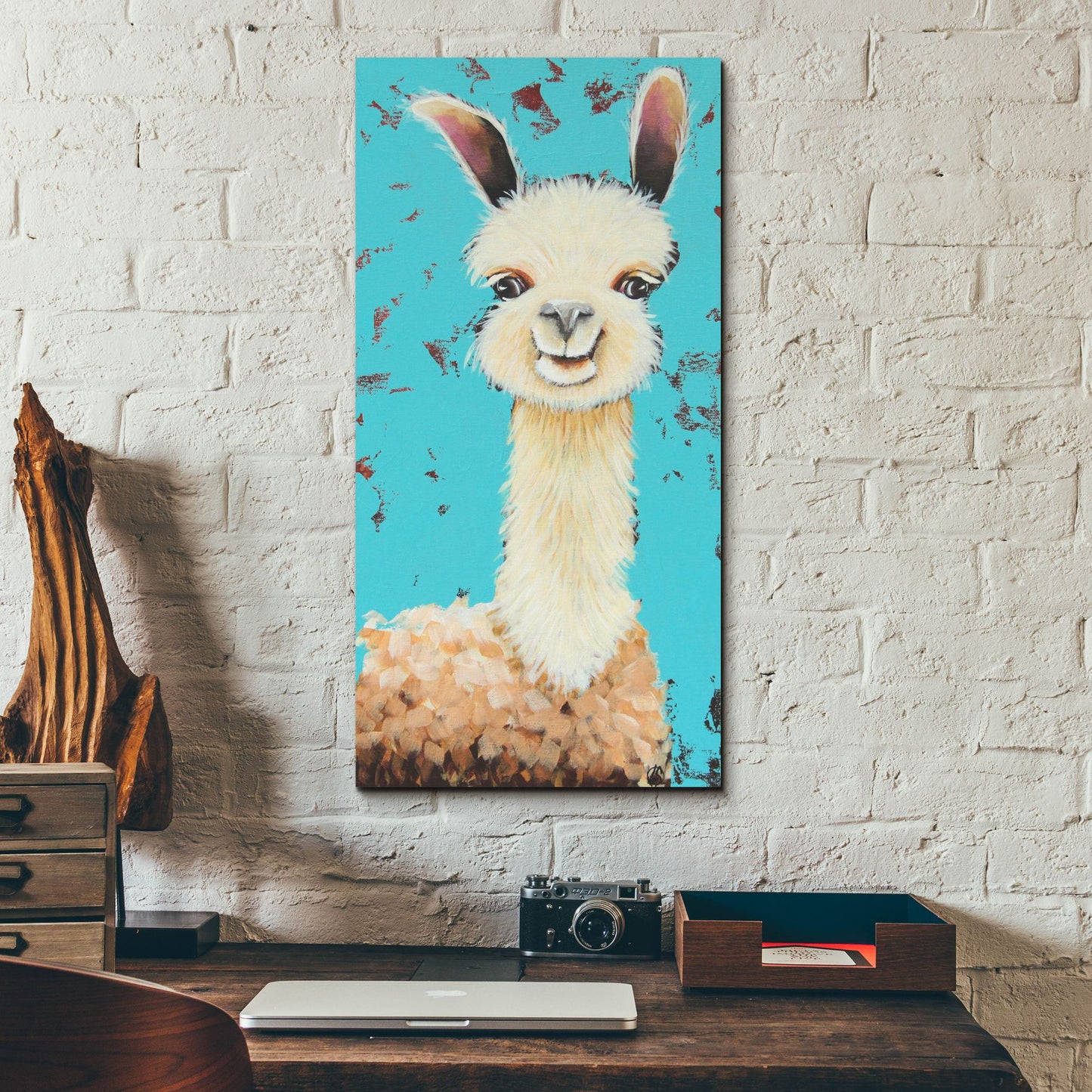 Epic Art ' Llama Sue' by Lucia Stewart, Acrylic Glass Wall Art,12x24