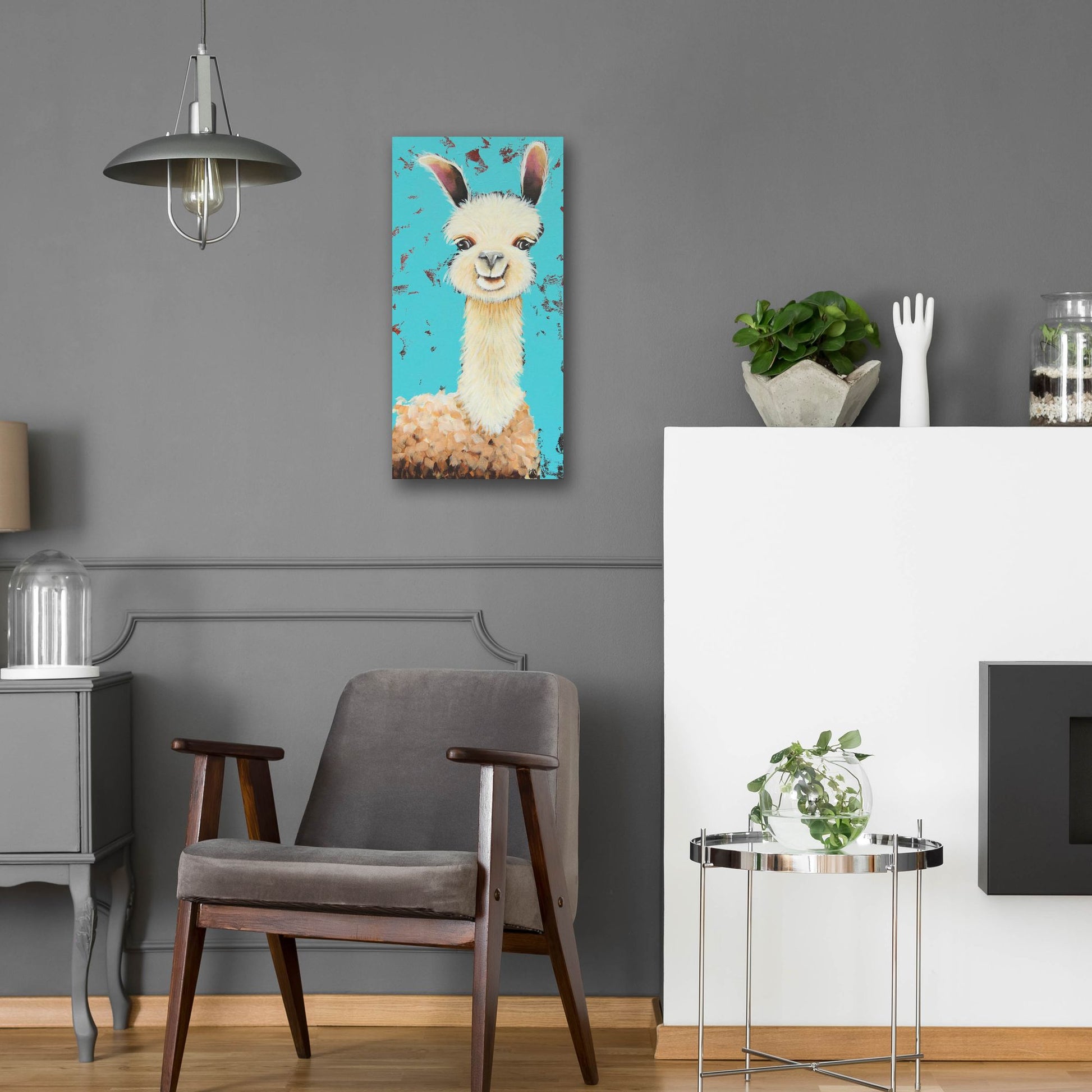 Epic Art ' Llama Sue' by Lucia Stewart, Acrylic Glass Wall Art,12x24