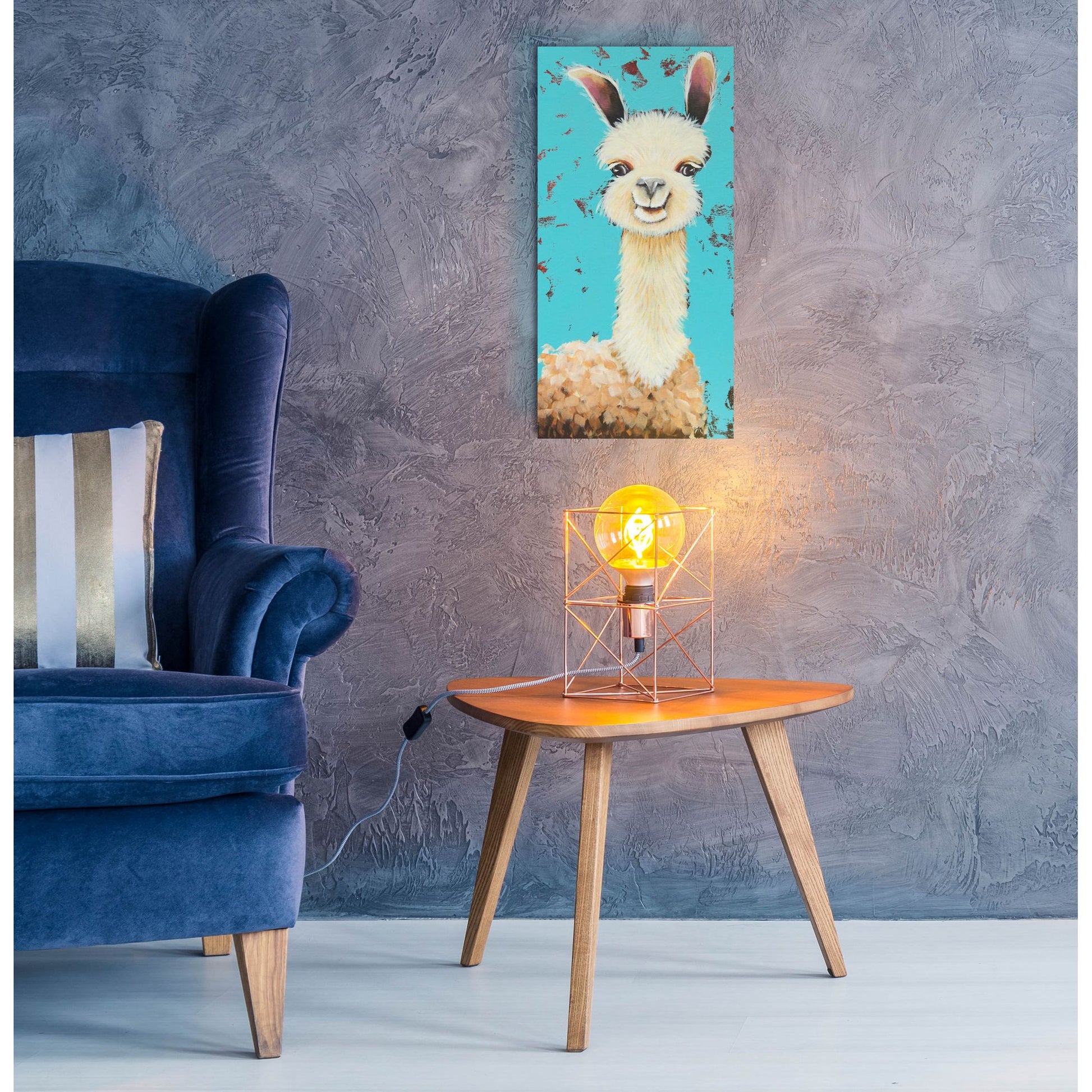 Epic Art ' Llama Sue' by Lucia Stewart, Acrylic Glass Wall Art,12x24