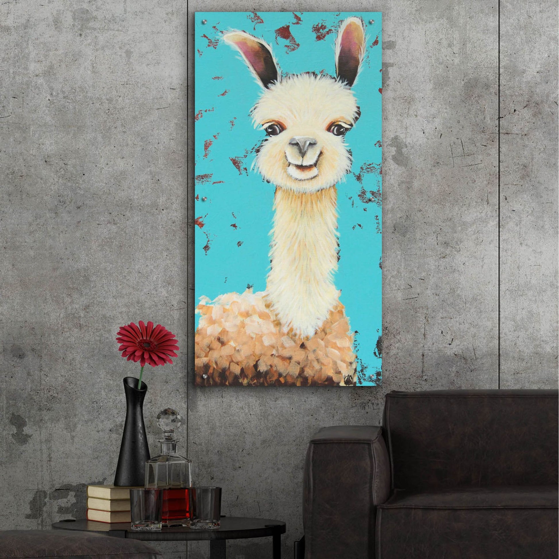 Epic Art ' Llama Sue' by Lucia Stewart, Acrylic Glass Wall Art,24x48