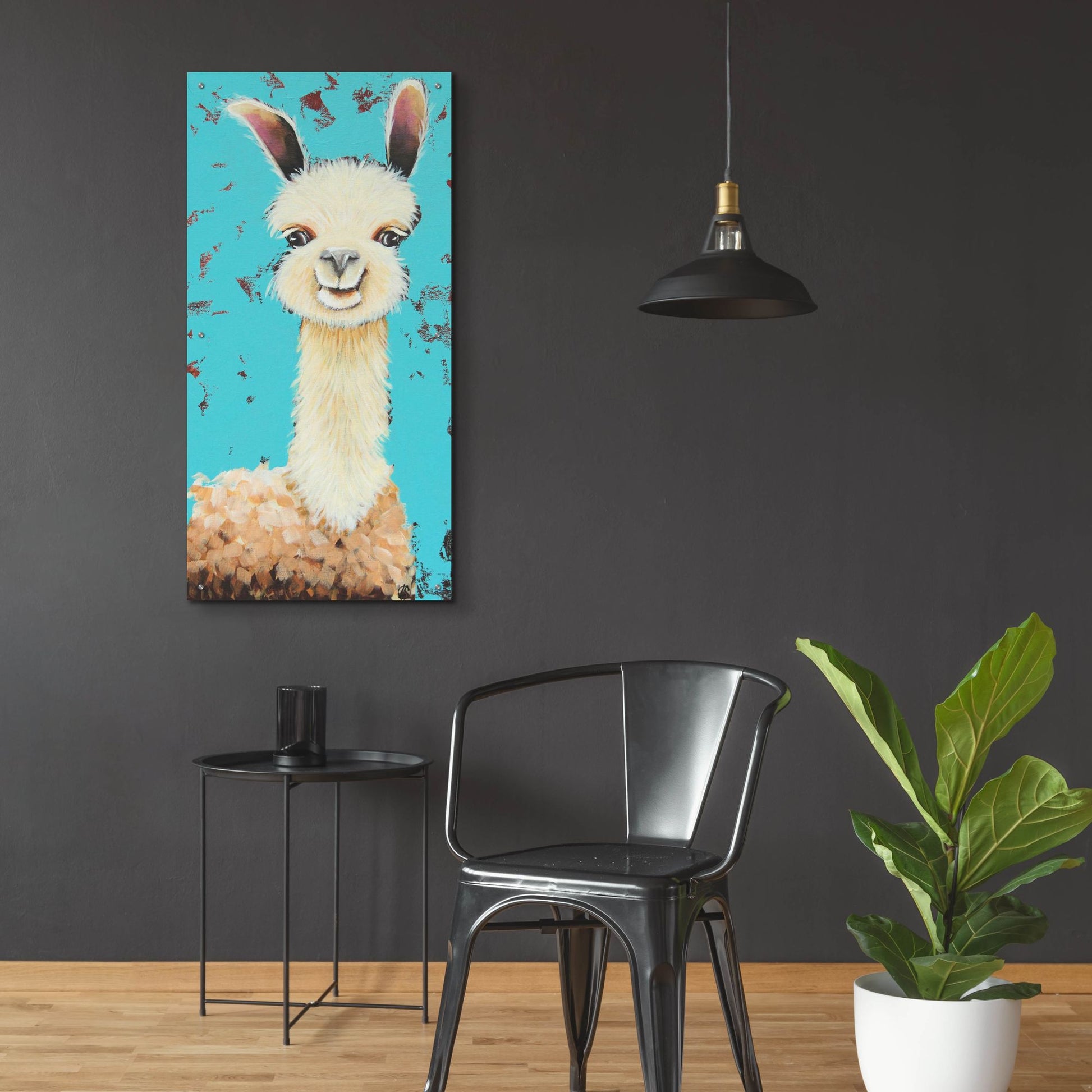 Epic Art ' Llama Sue' by Lucia Stewart, Acrylic Glass Wall Art,24x48