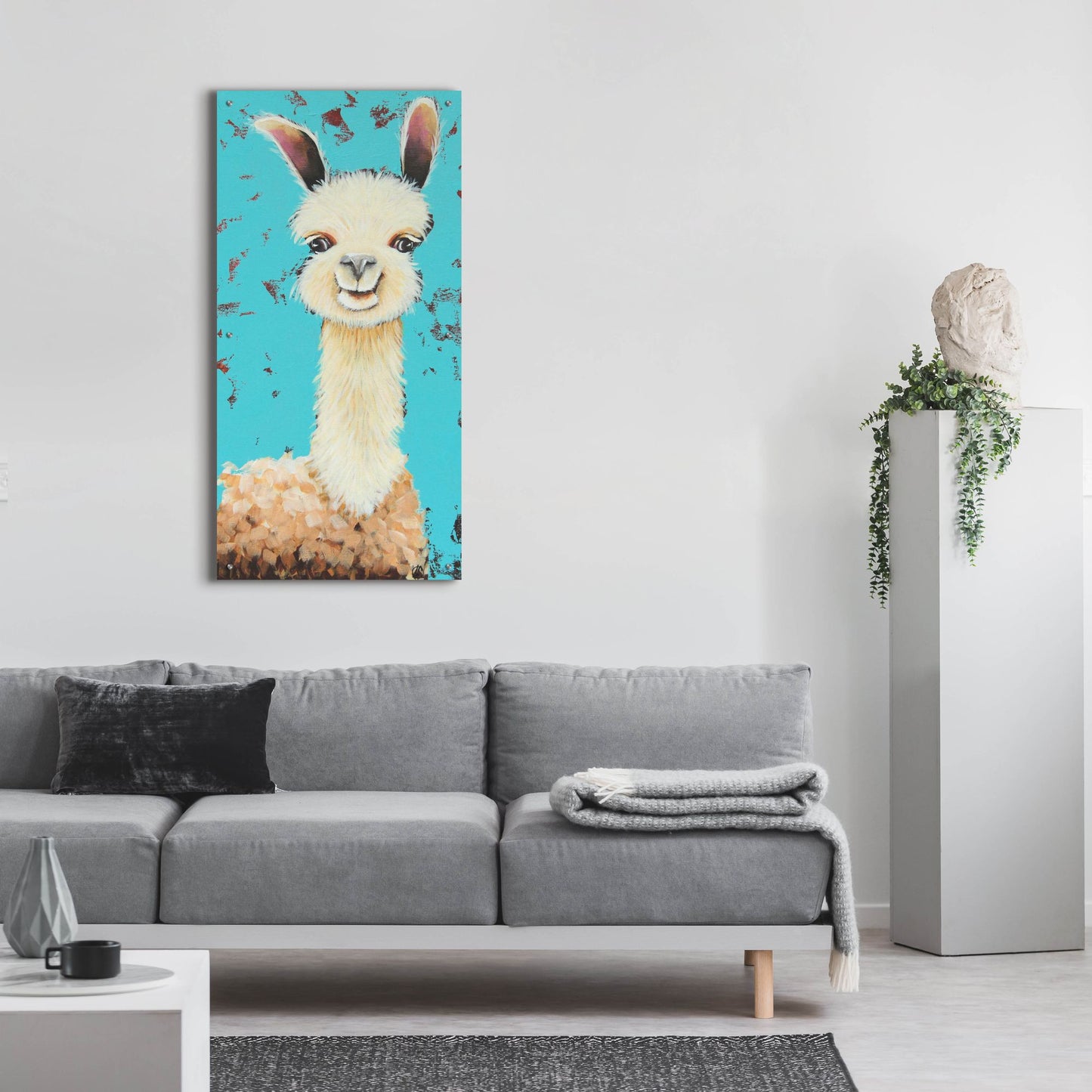 Epic Art ' Llama Sue' by Lucia Stewart, Acrylic Glass Wall Art,24x48