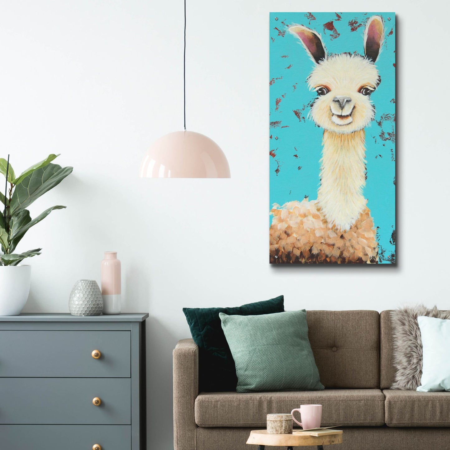 Epic Art ' Llama Sue' by Lucia Stewart, Acrylic Glass Wall Art,24x48