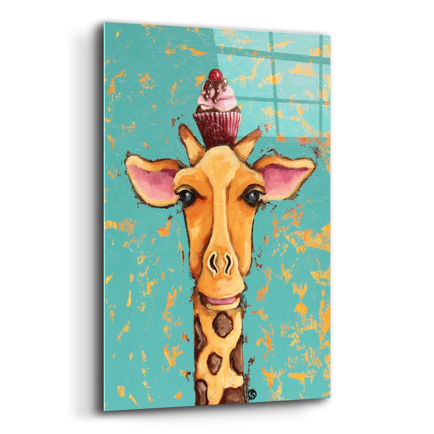 Epic Art ' Giraffe With Cherry on Top' by Lucia Stewart, Acrylic Glass Wall Art,12x16