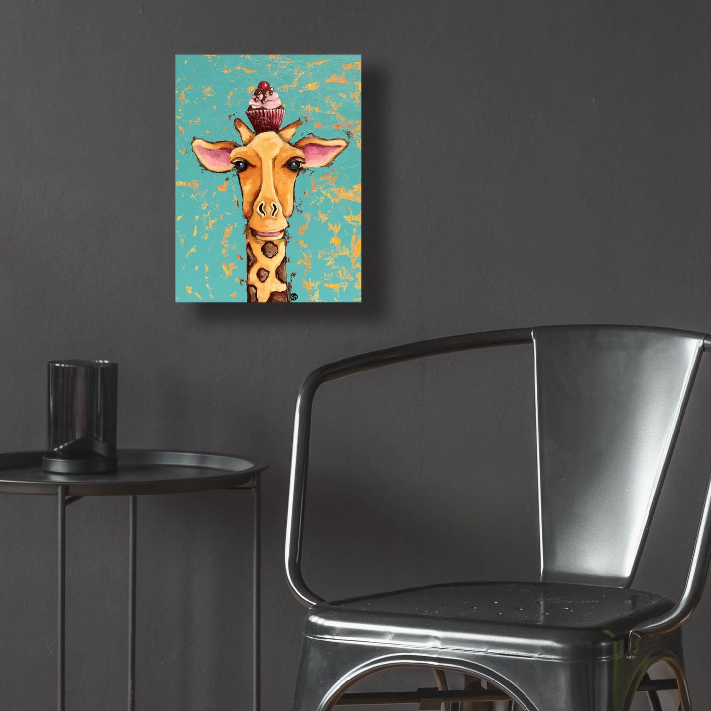 Epic Art ' Giraffe With Cherry on Top' by Lucia Stewart, Acrylic Glass Wall Art,12x16