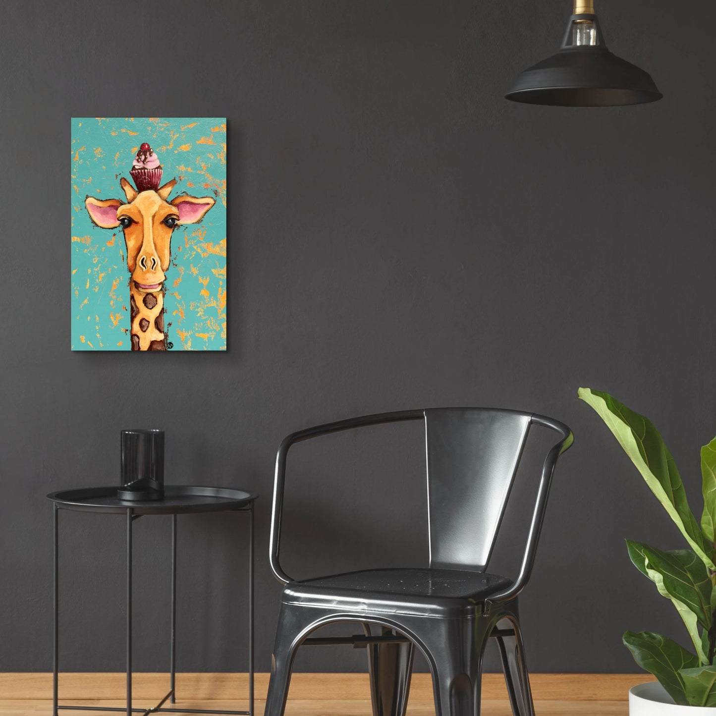 Epic Art ' Giraffe With Cherry on Top' by Lucia Stewart, Acrylic Glass Wall Art,16x24