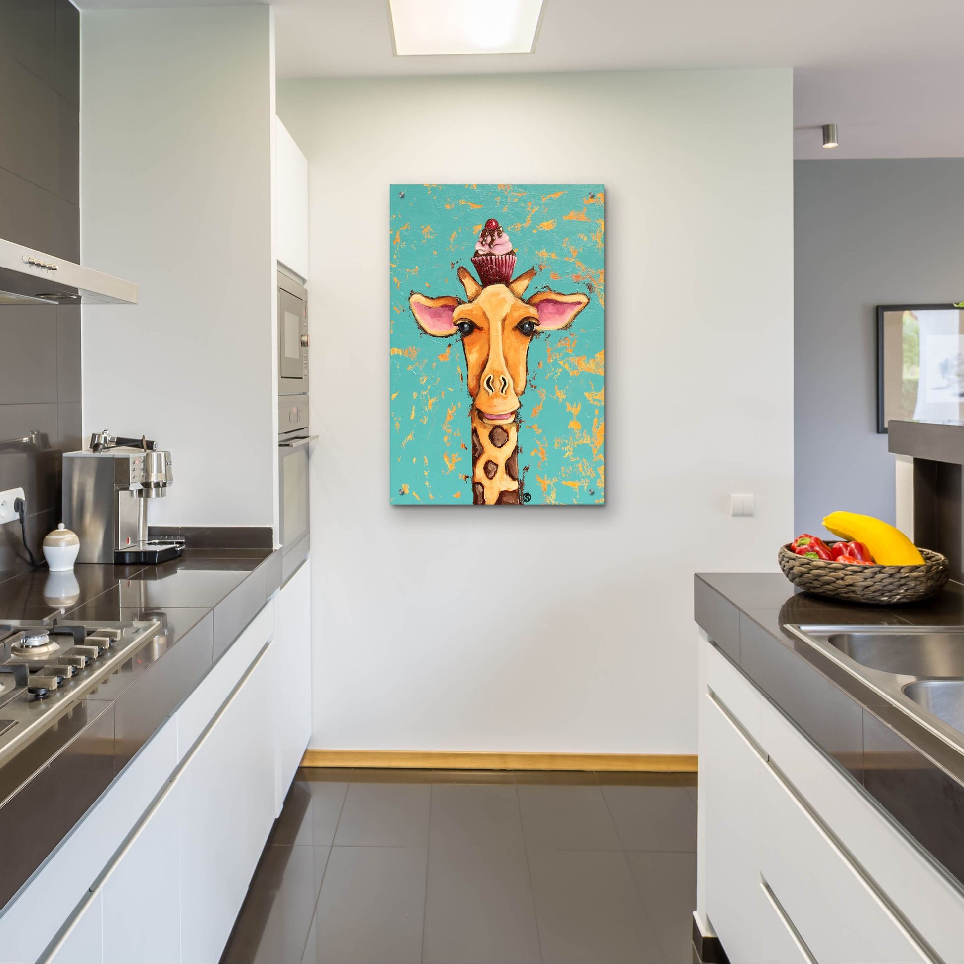 Epic Art ' Giraffe With Cherry on Top' by Lucia Stewart, Acrylic Glass Wall Art,24x36