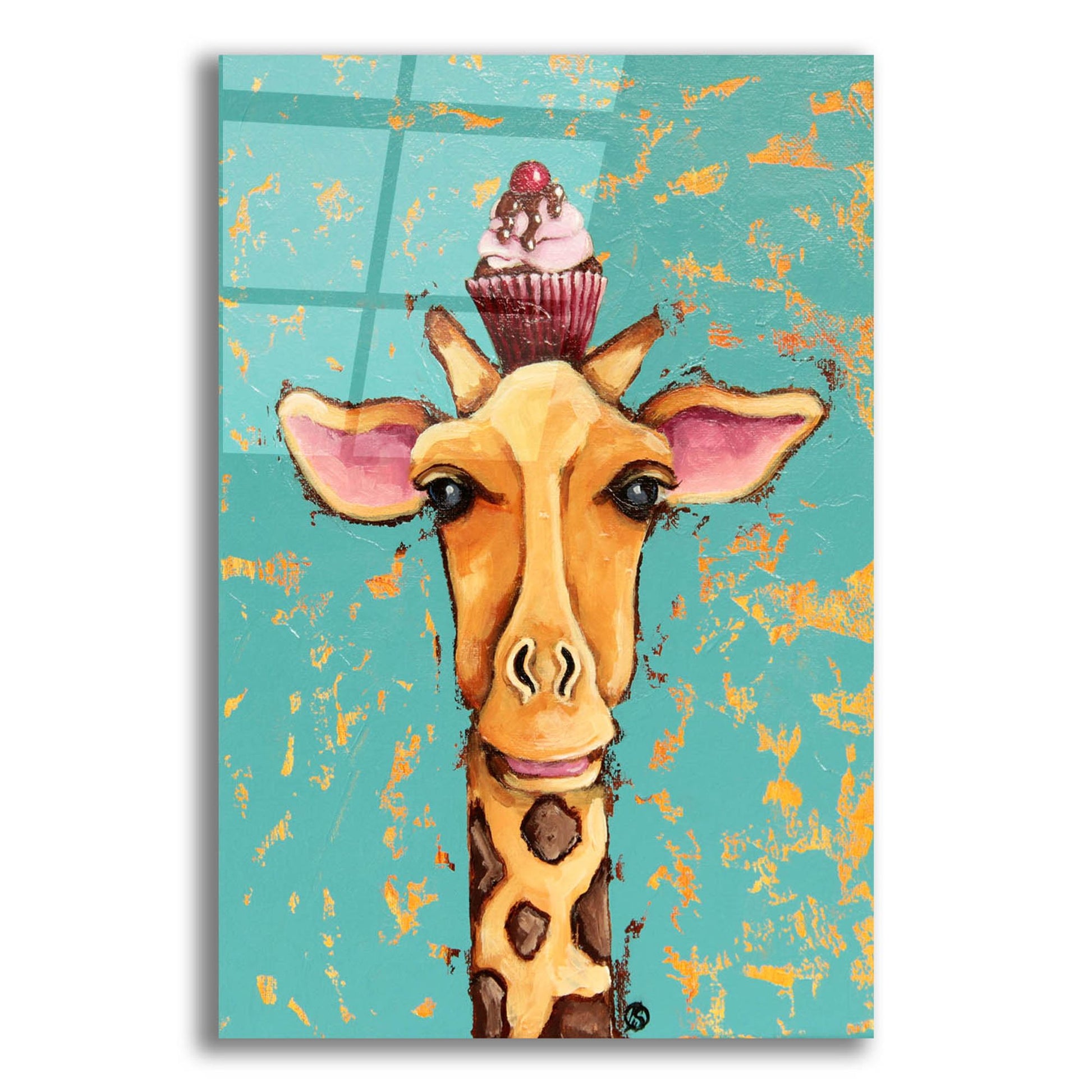 Epic Art ' Giraffe With Cherry on Top' by Lucia Stewart, Acrylic Glass Wall Art