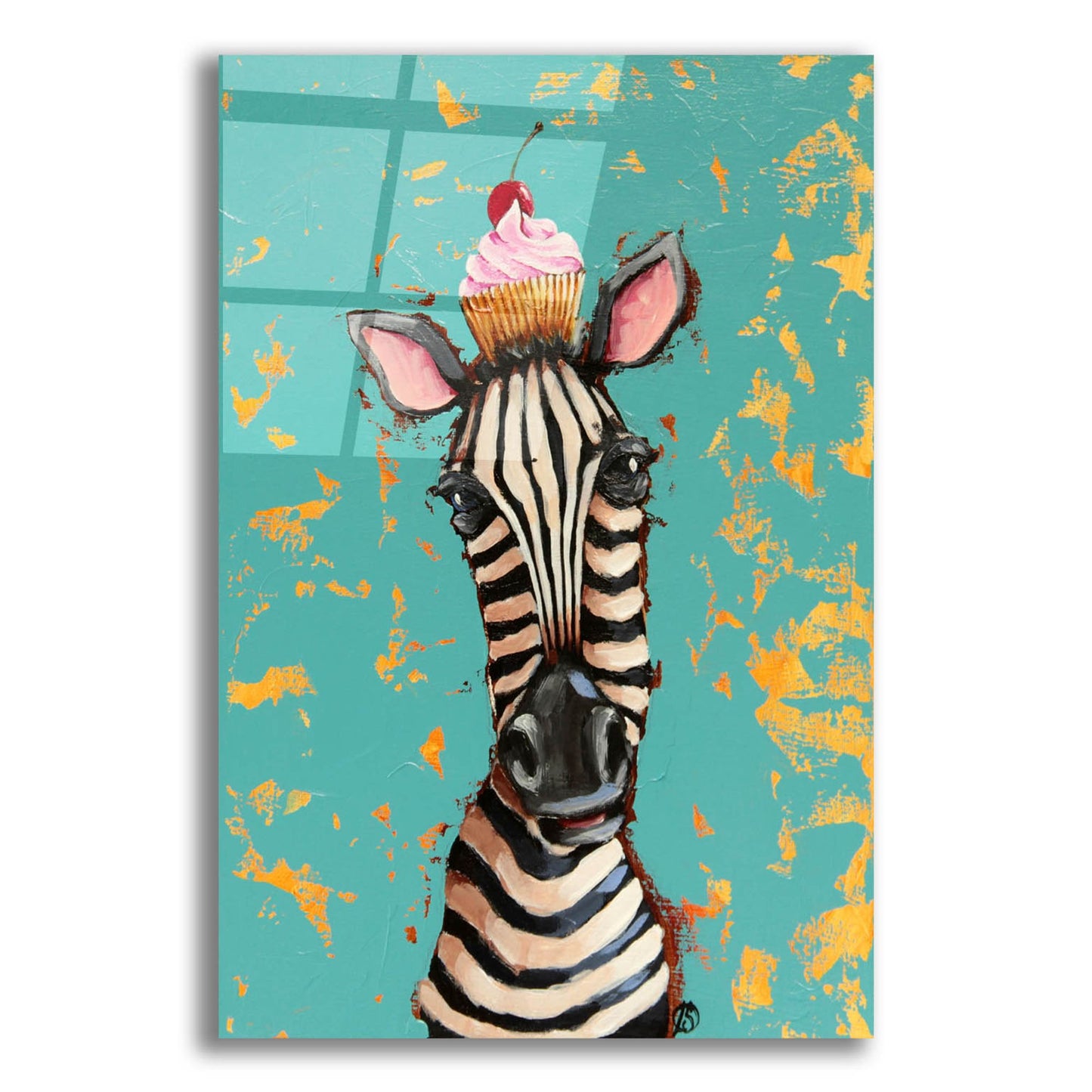 Epic Art ' Zebra With Cherry Cupcake' by Lucia Stewart, Acrylic Glass Wall Art