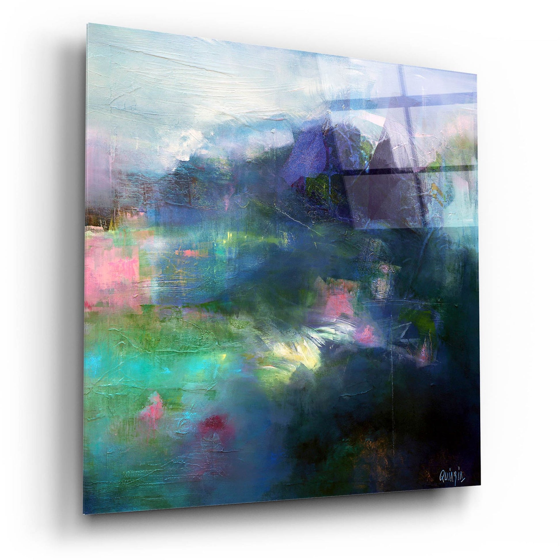 Epic Art ' At The Edge of a Lake' by Marianne Quinzin, Acrylic Glass Wall Art,12x12