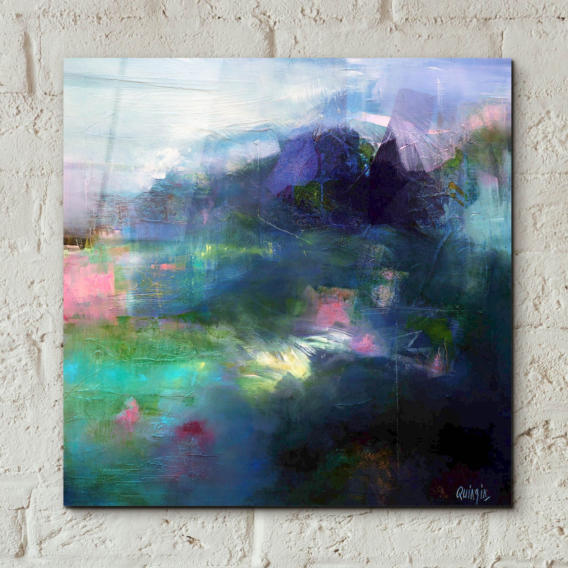 Epic Art ' At The Edge of a Lake' by Marianne Quinzin, Acrylic Glass Wall Art,12x12