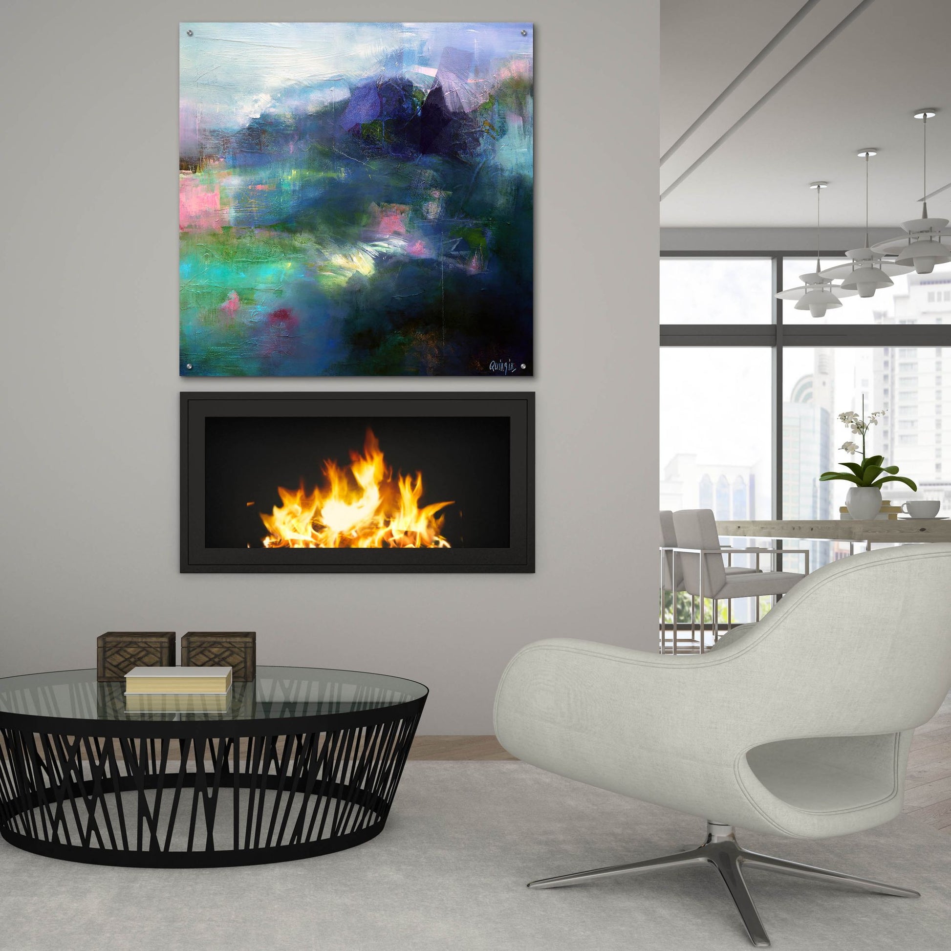 Epic Art ' At The Edge of a Lake' by Marianne Quinzin, Acrylic Glass Wall Art,36x36