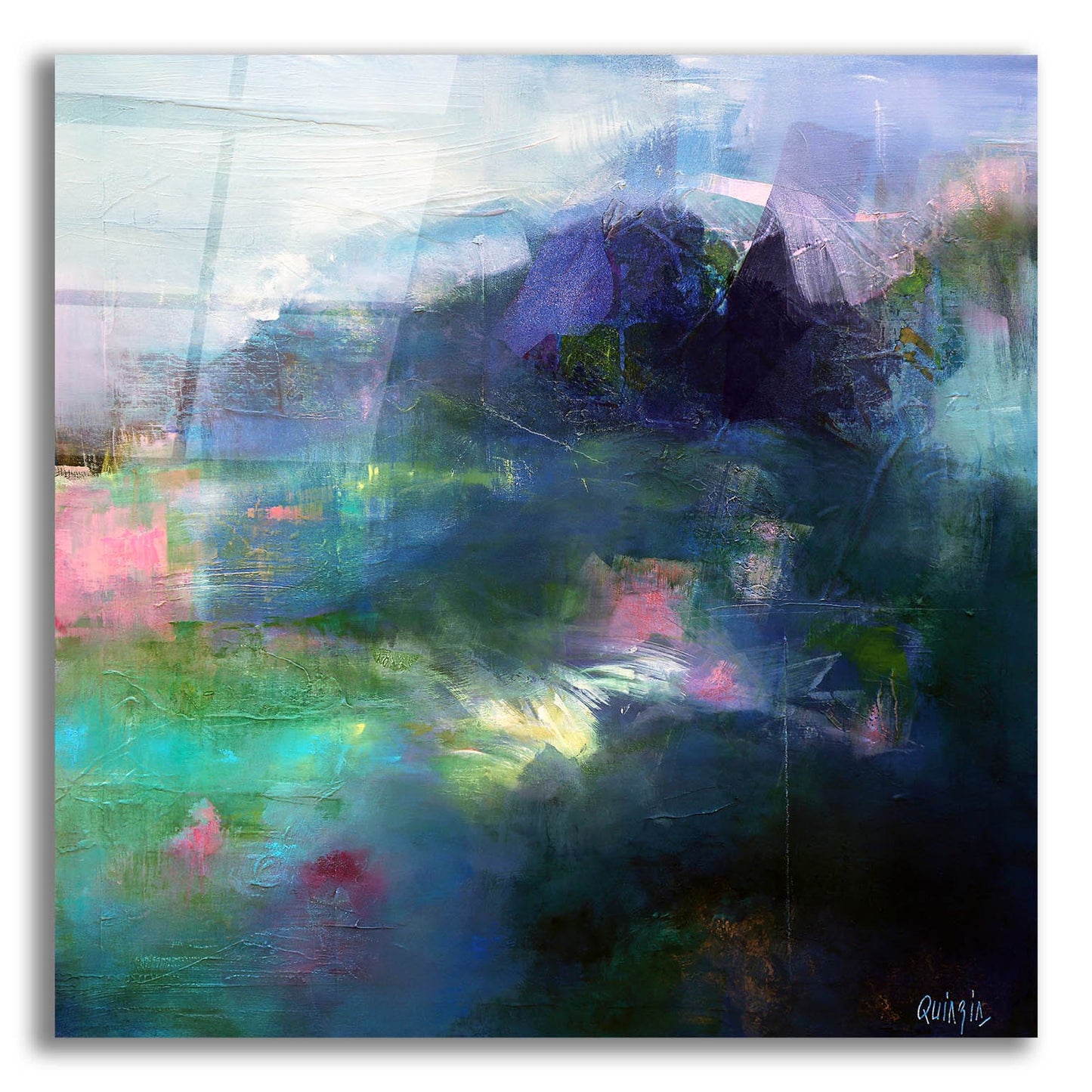 Epic Art ' At The Edge of a Lake' by Marianne Quinzin, Acrylic Glass Wall Art