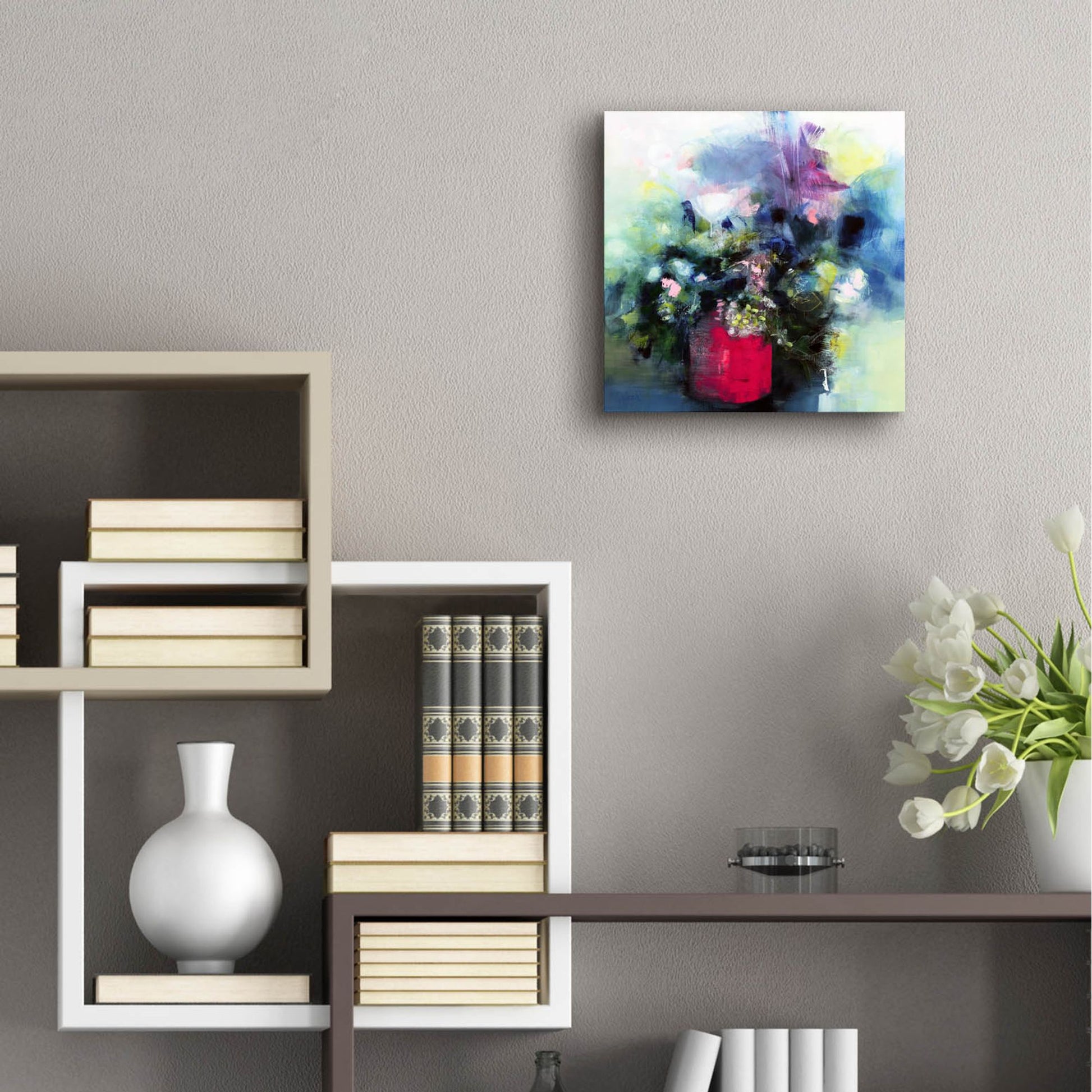 Epic Art ' Flowers In a Pink Pot' by Marianne Quinzin, Acrylic Glass Wall Art,12x12