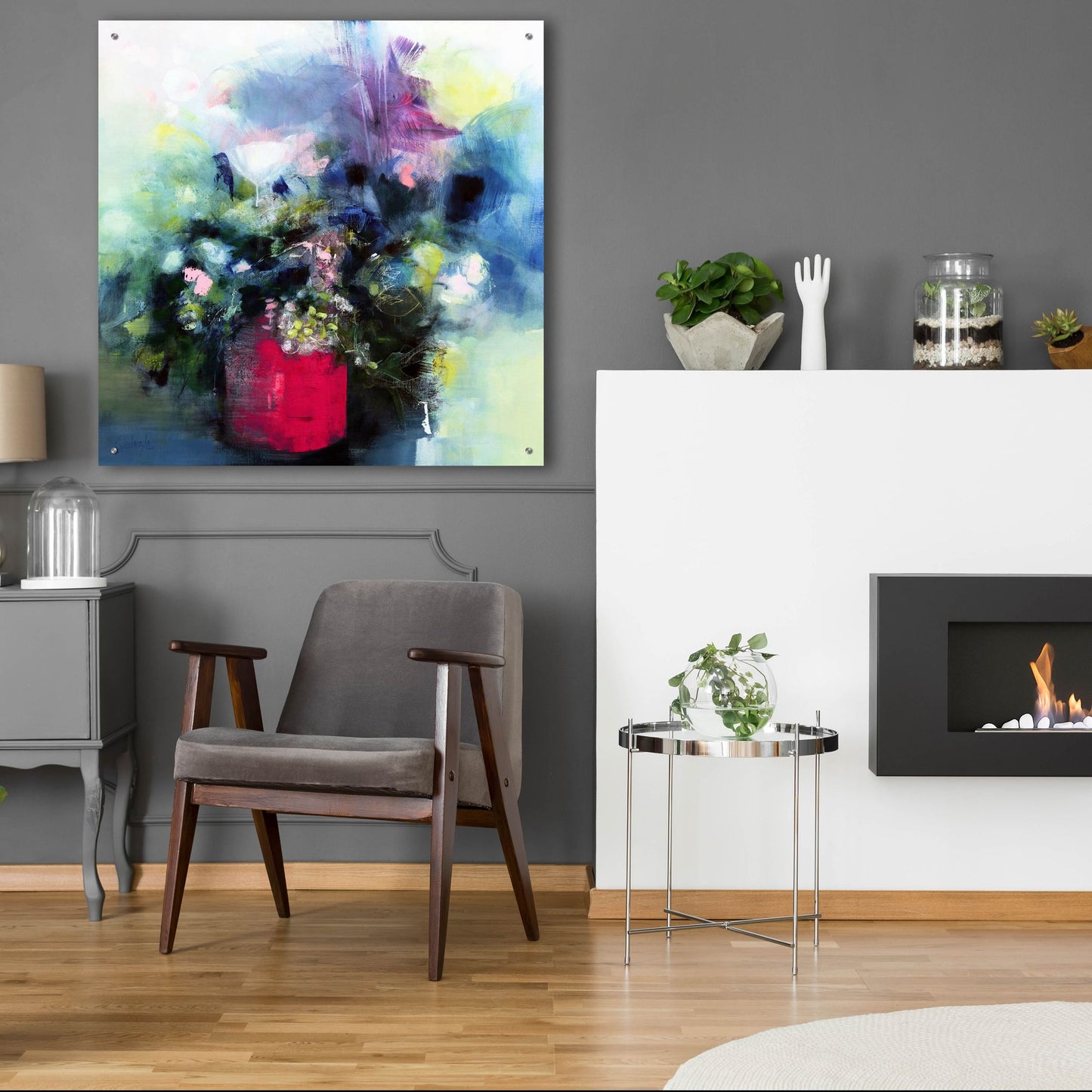 Epic Art ' Flowers In a Pink Pot' by Marianne Quinzin, Acrylic Glass Wall Art,36x36