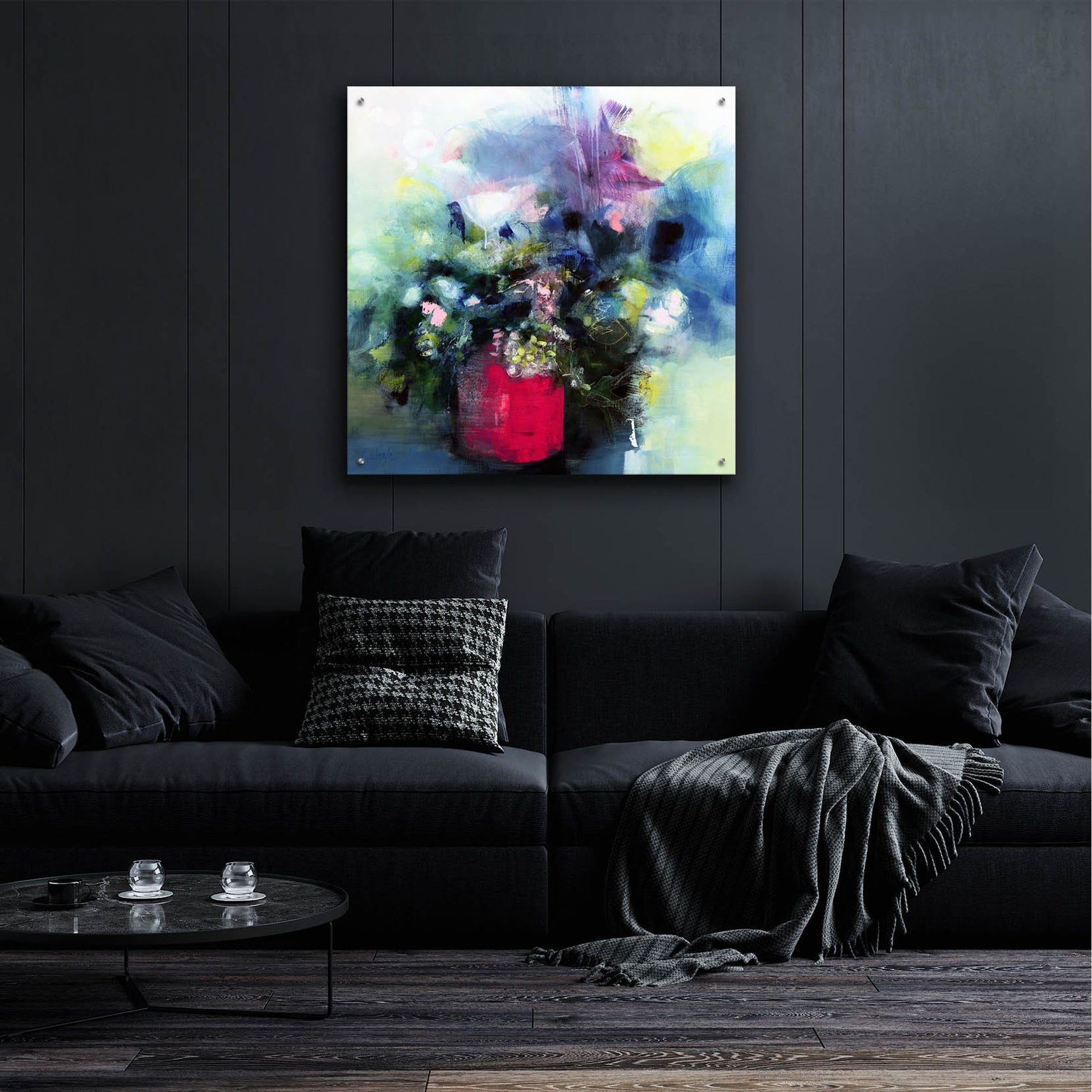 Epic Art ' Flowers In a Pink Pot' by Marianne Quinzin, Acrylic Glass Wall Art,36x36