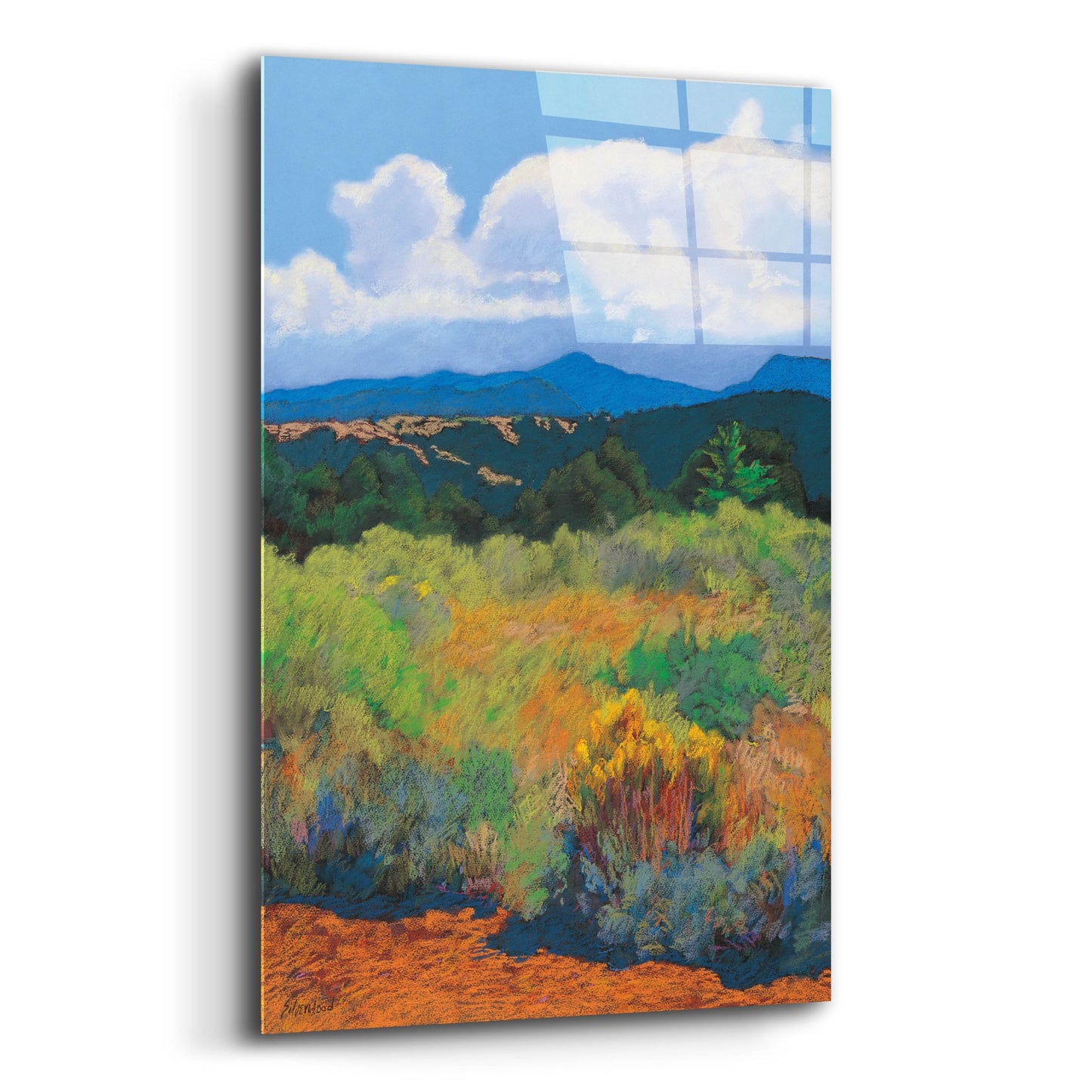 Epic Art ' Distant Hills' by Mary Silverwood, Acrylic Glass Wall Art,12x16