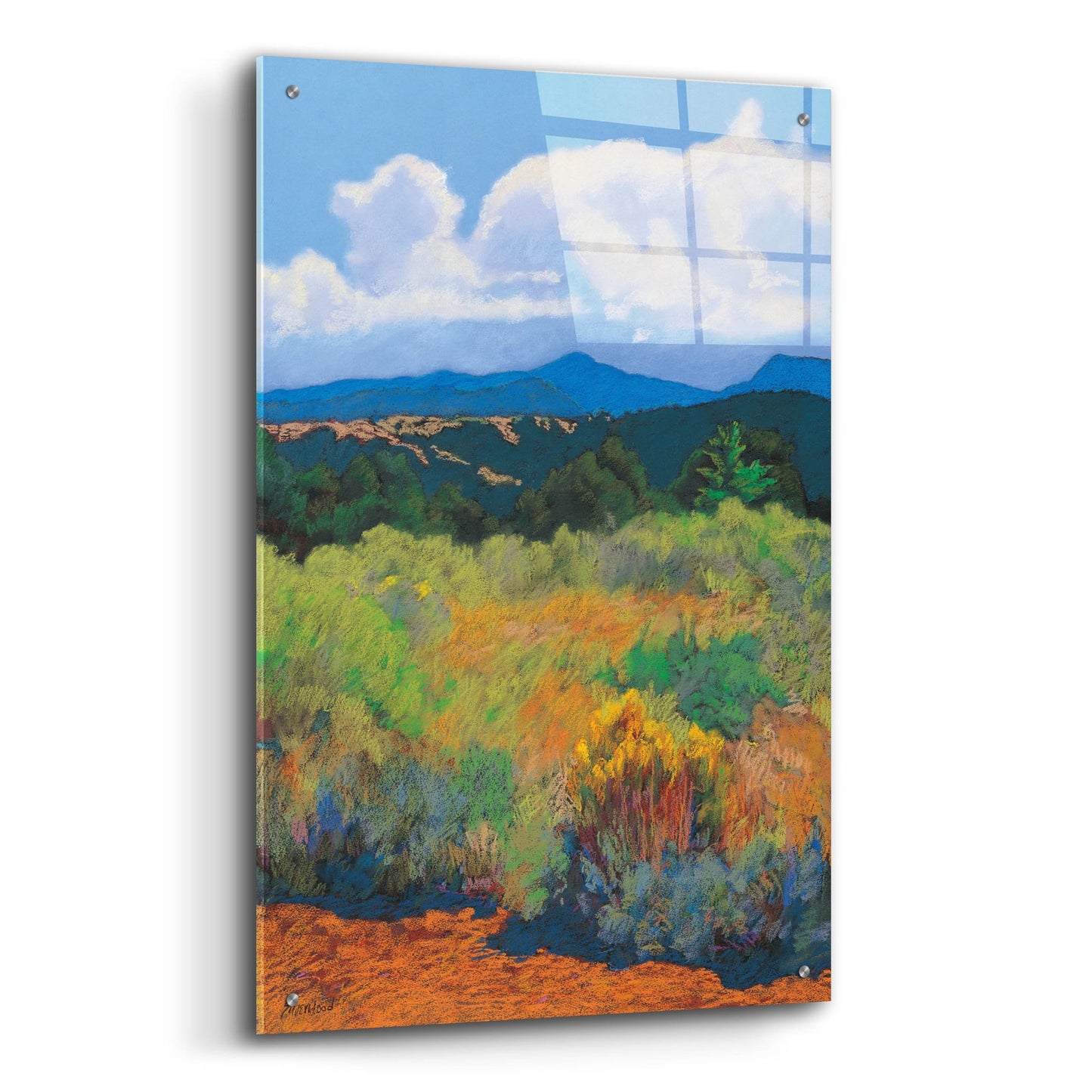 Epic Art ' Distant Hills' by Mary Silverwood, Acrylic Glass Wall Art,24x36