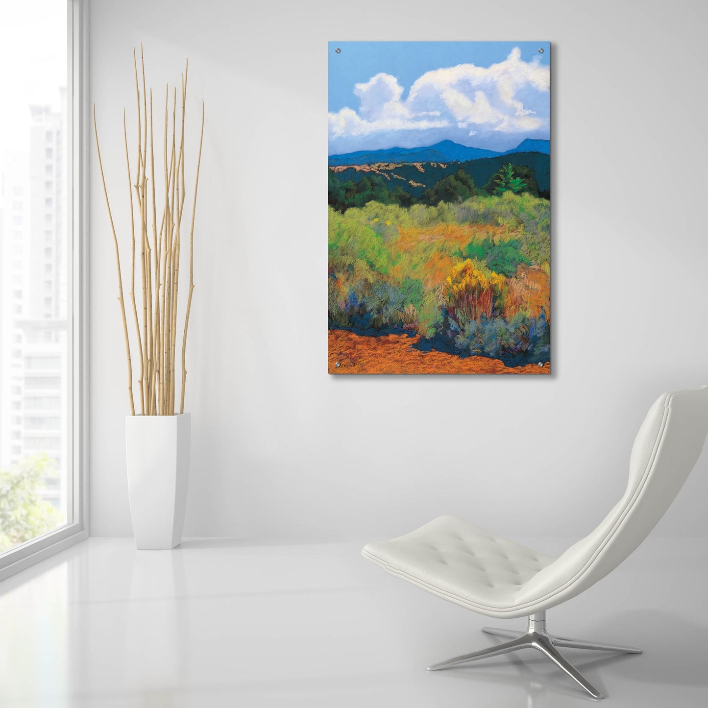 Epic Art ' Distant Hills' by Mary Silverwood, Acrylic Glass Wall Art,24x36