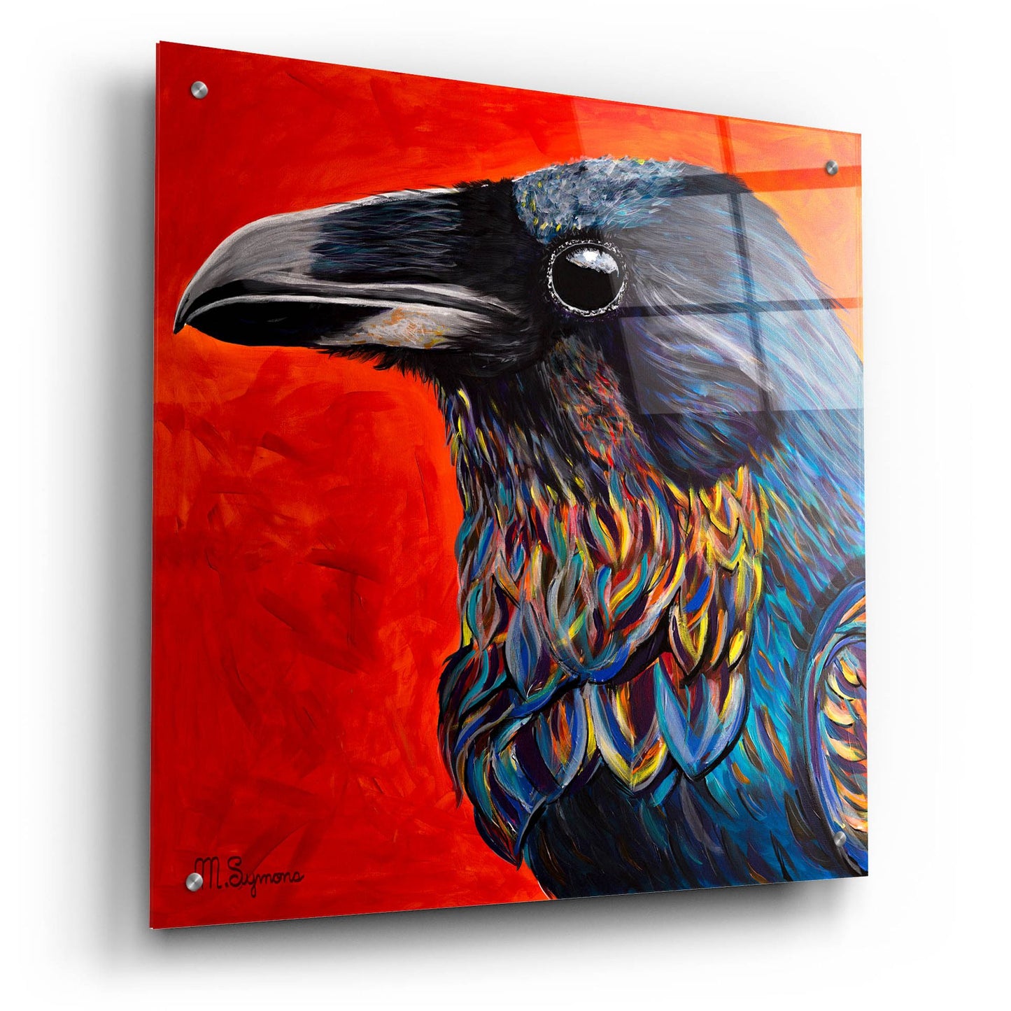 Epic Art ' Glistening Raven' by Melissa Symons, Acrylic Glass Wall Art,24x24