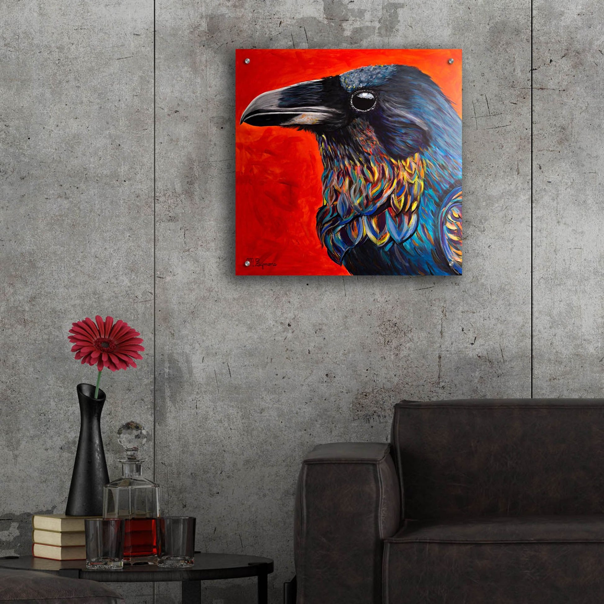 Epic Art ' Glistening Raven' by Melissa Symons, Acrylic Glass Wall Art,24x24