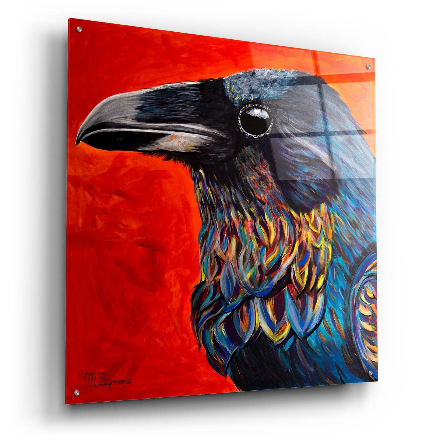 Epic Art ' Glistening Raven' by Melissa Symons, Acrylic Glass Wall Art,36x36