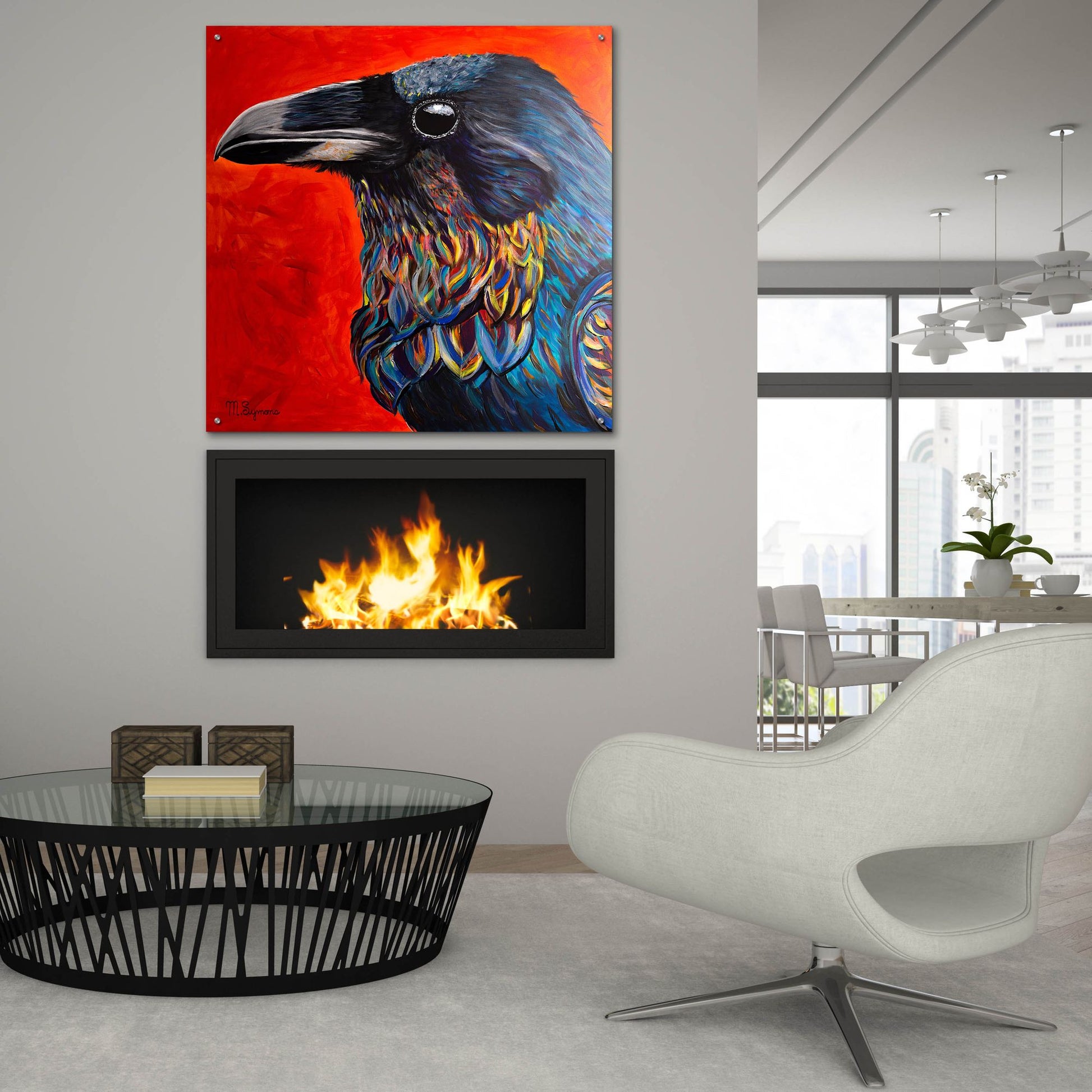 Epic Art ' Glistening Raven' by Melissa Symons, Acrylic Glass Wall Art,36x36