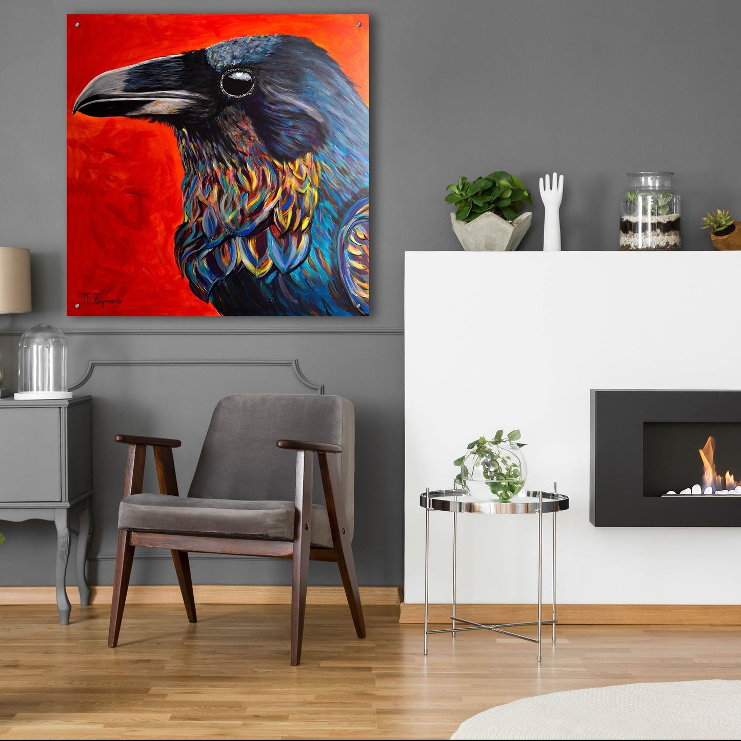 Epic Art ' Glistening Raven' by Melissa Symons, Acrylic Glass Wall Art,36x36