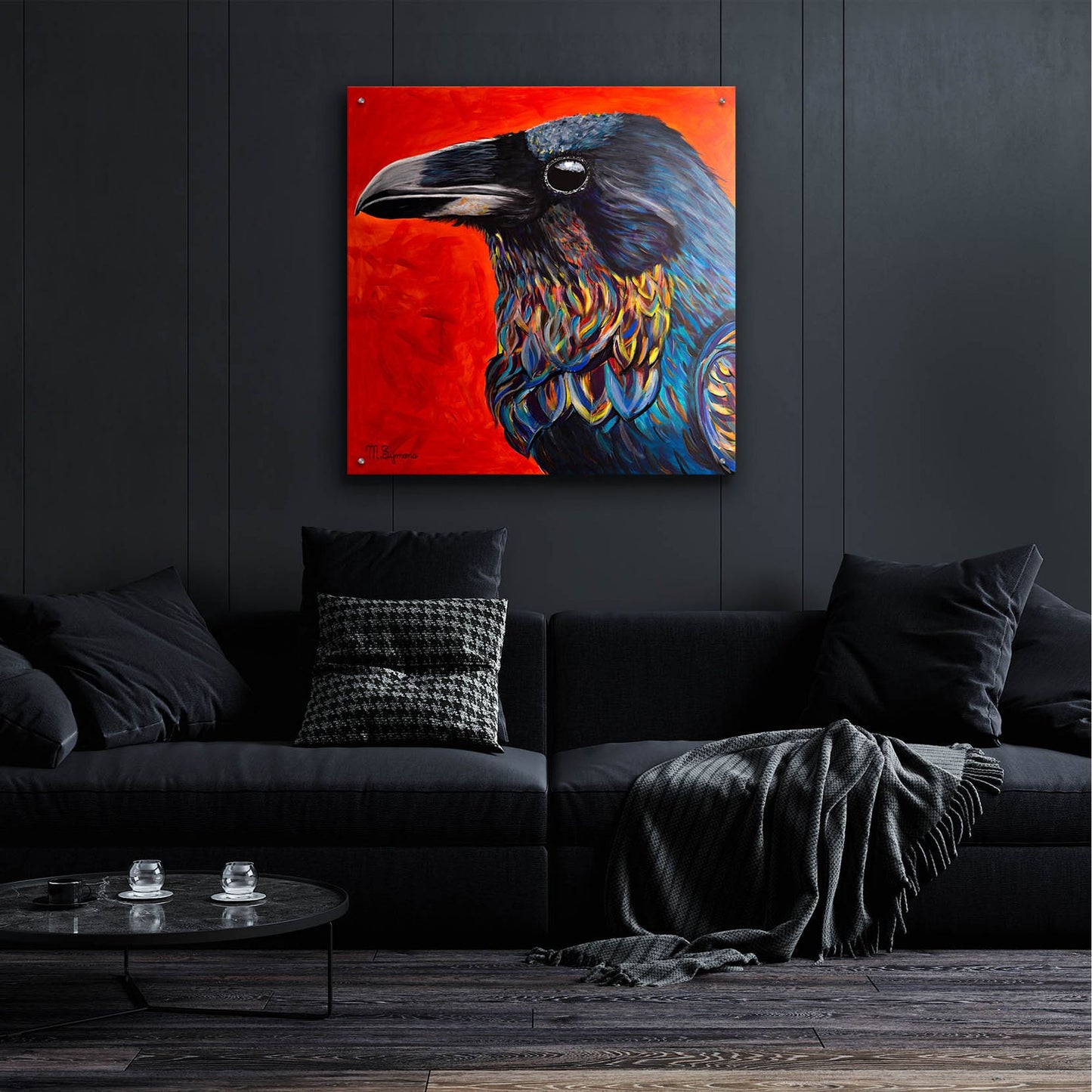 Epic Art ' Glistening Raven' by Melissa Symons, Acrylic Glass Wall Art,36x36