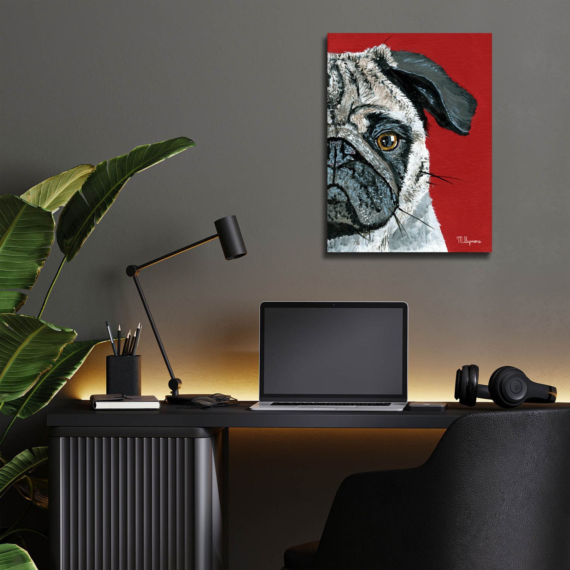 Epic Art ' Pug a Boo' by Melissa Symons, Acrylic Glass Wall Art,12x16