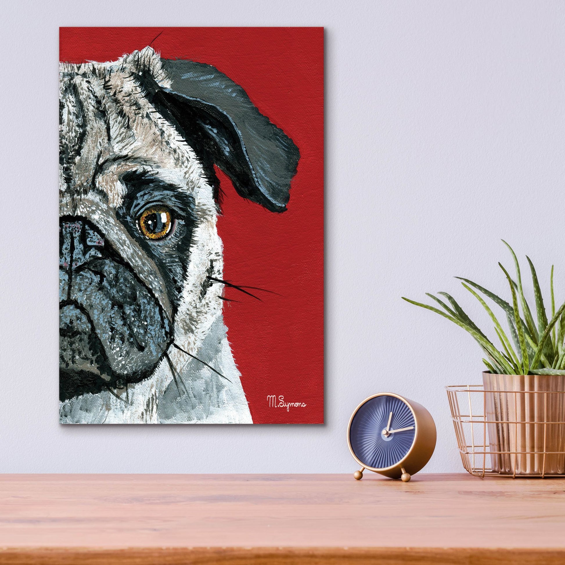 Epic Art ' Pug a Boo' by Melissa Symons, Acrylic Glass Wall Art,12x16