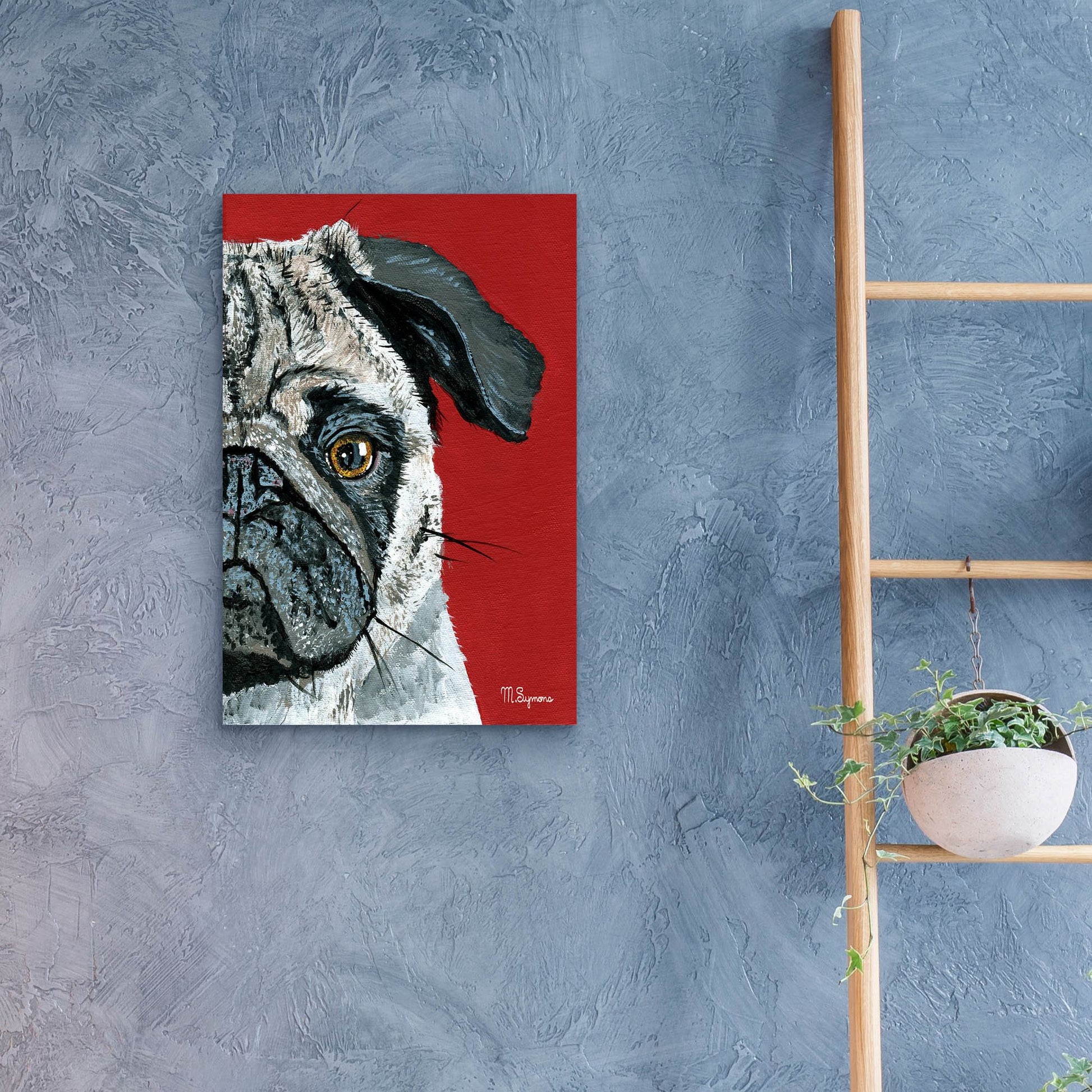 Epic Art ' Pug a Boo' by Melissa Symons, Acrylic Glass Wall Art,16x24