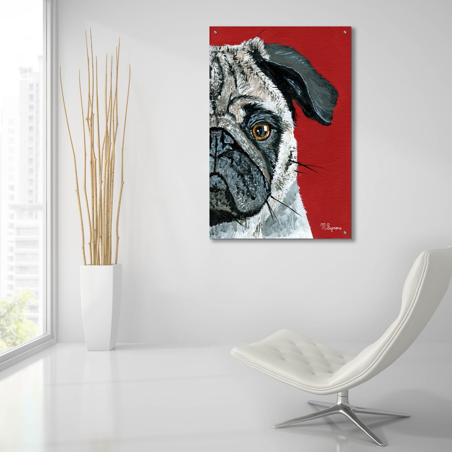 Epic Art ' Pug a Boo' by Melissa Symons, Acrylic Glass Wall Art,24x36