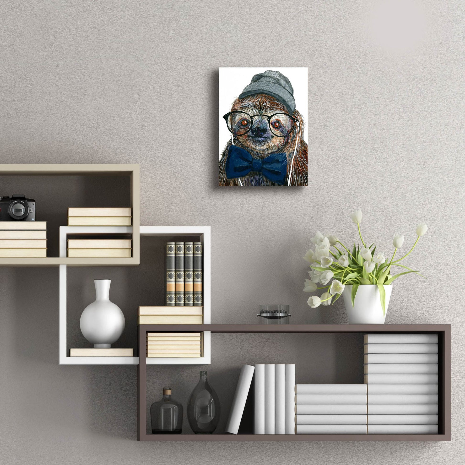 Epic Art ' Hipster Sloth' by Melissa Symons, Acrylic Glass Wall Art,12x16