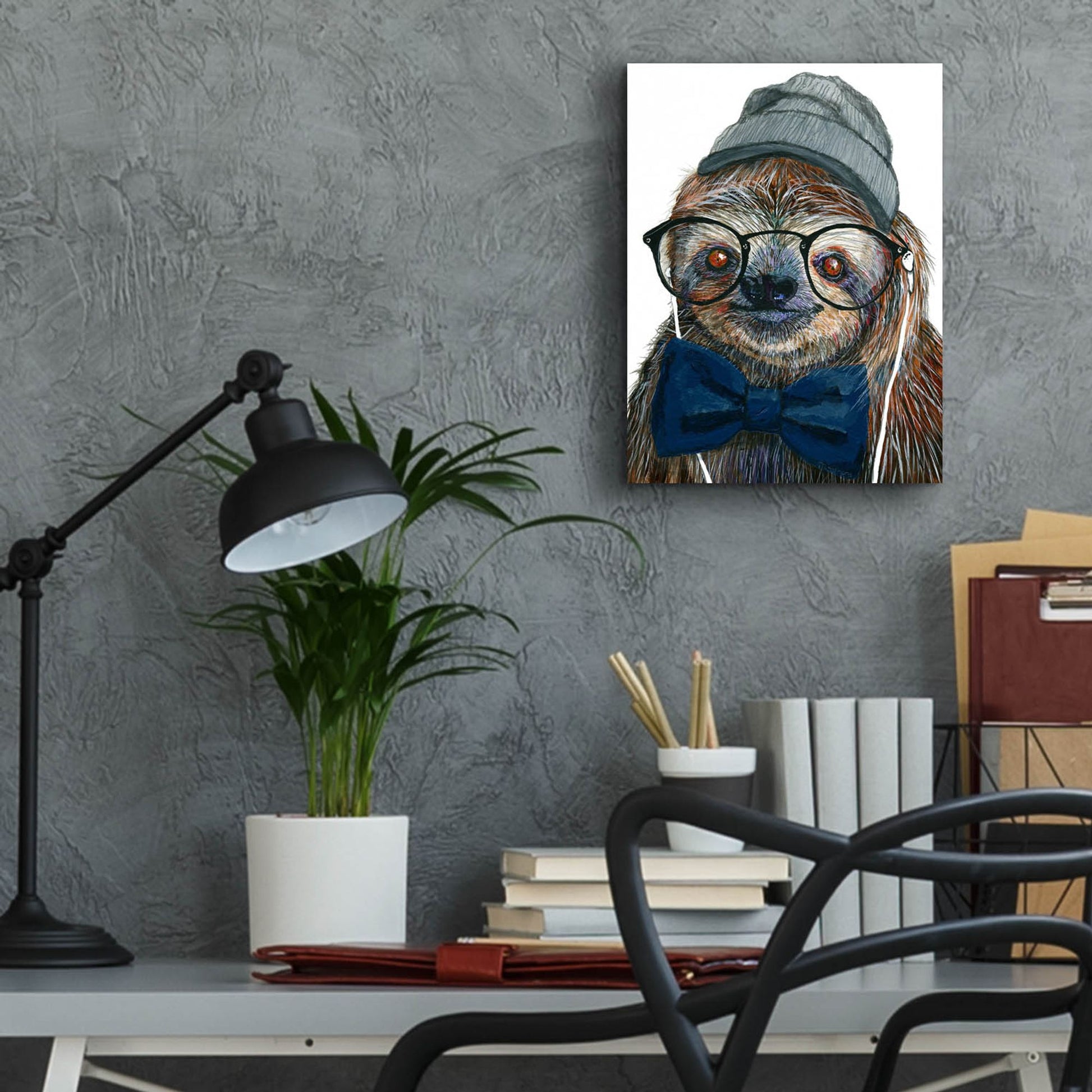 Epic Art ' Hipster Sloth' by Melissa Symons, Acrylic Glass Wall Art,12x16