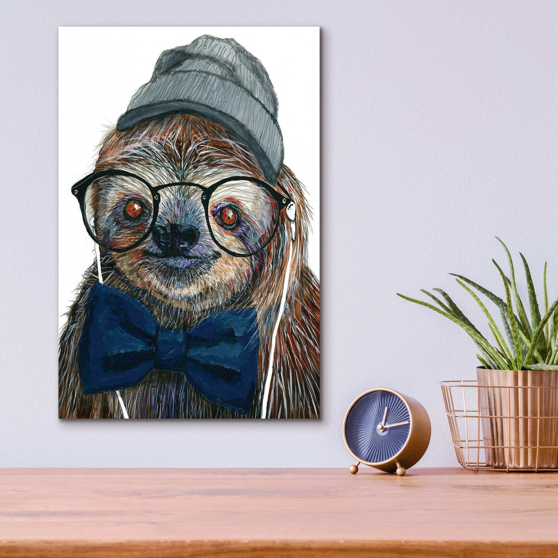 Epic Art ' Hipster Sloth' by Melissa Symons, Acrylic Glass Wall Art,12x16