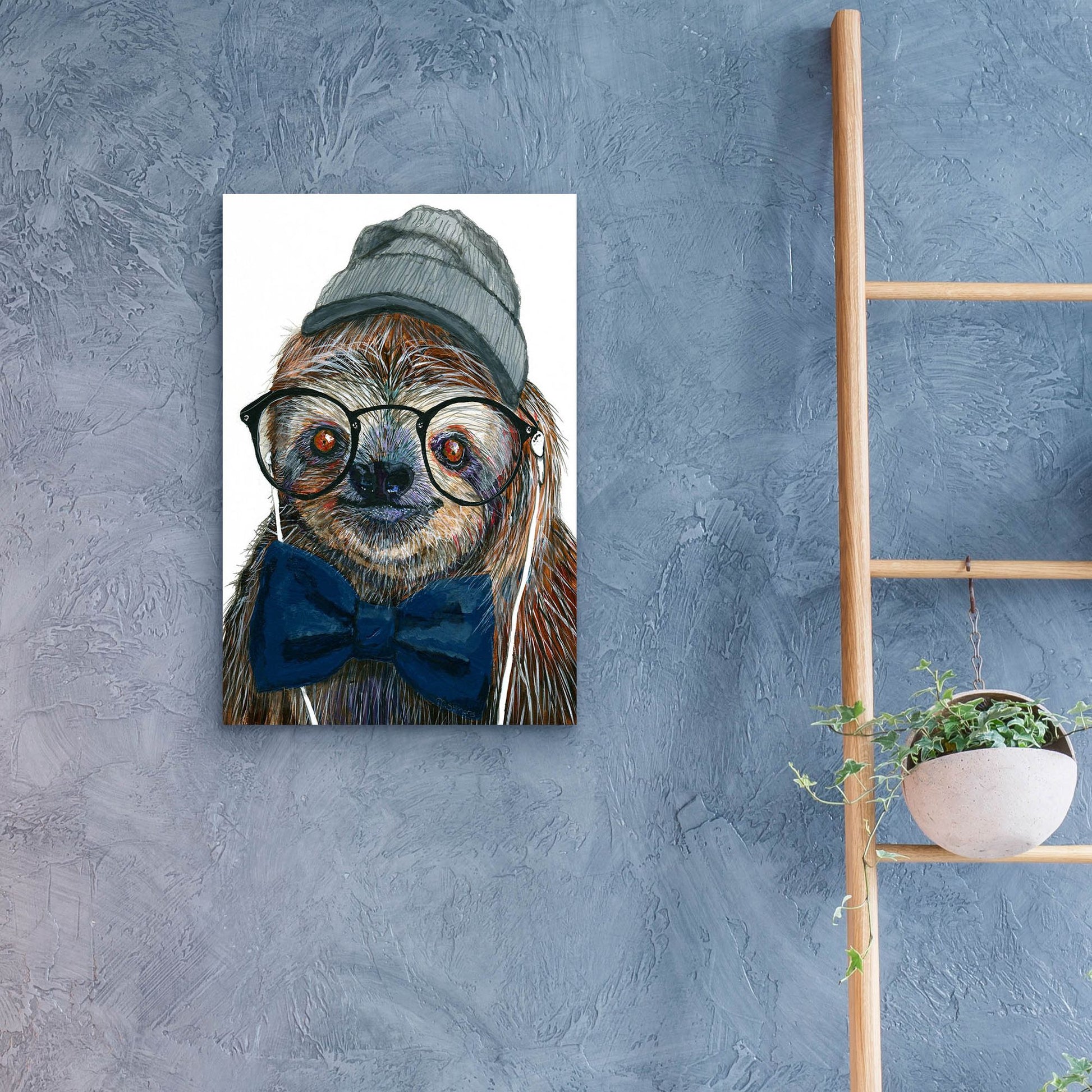 Epic Art ' Hipster Sloth' by Melissa Symons, Acrylic Glass Wall Art,16x24