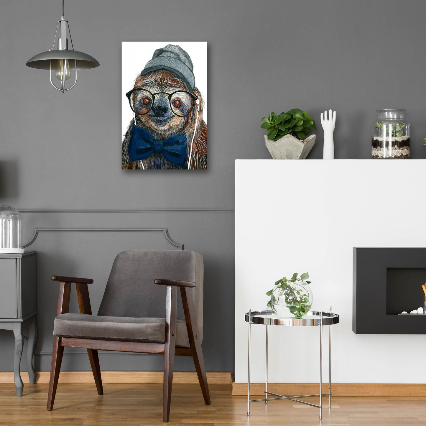 Epic Art ' Hipster Sloth' by Melissa Symons, Acrylic Glass Wall Art,16x24