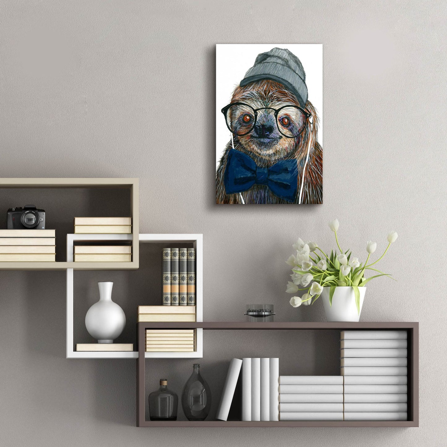 Epic Art ' Hipster Sloth' by Melissa Symons, Acrylic Glass Wall Art,16x24