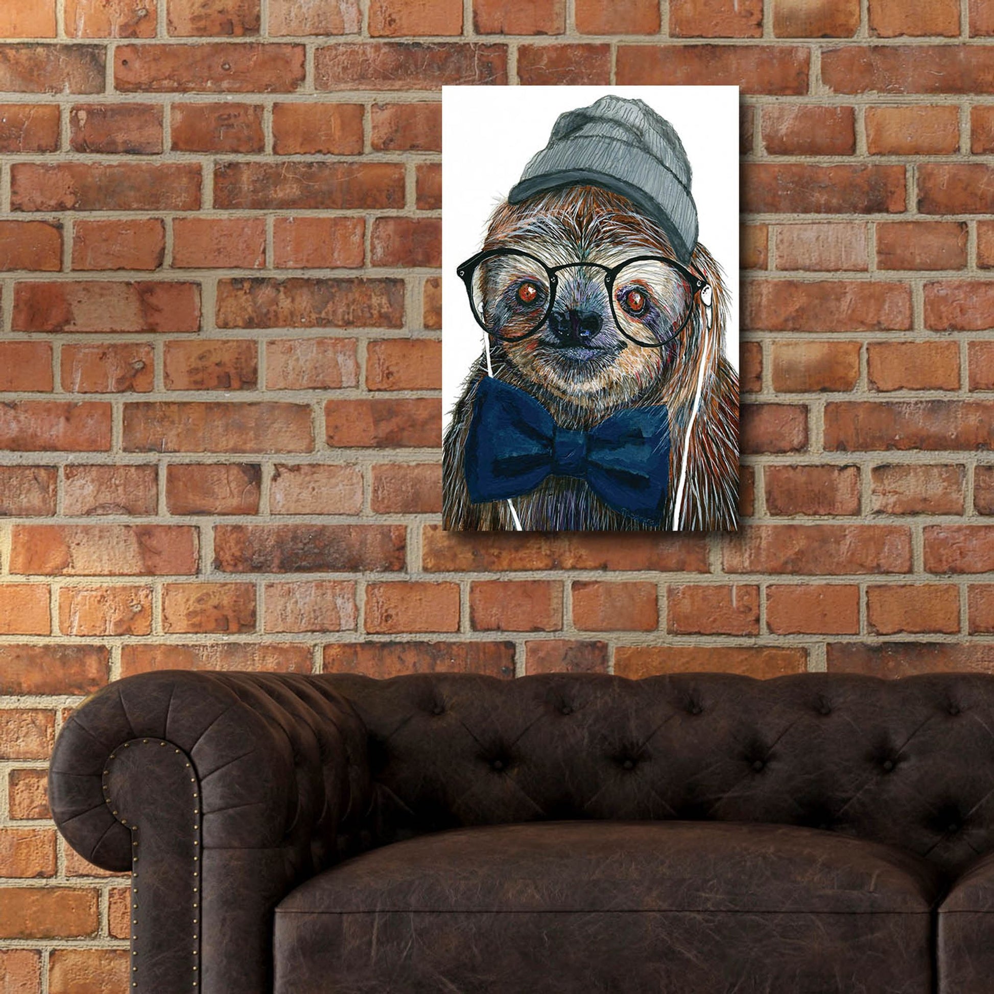 Epic Art ' Hipster Sloth' by Melissa Symons, Acrylic Glass Wall Art,16x24