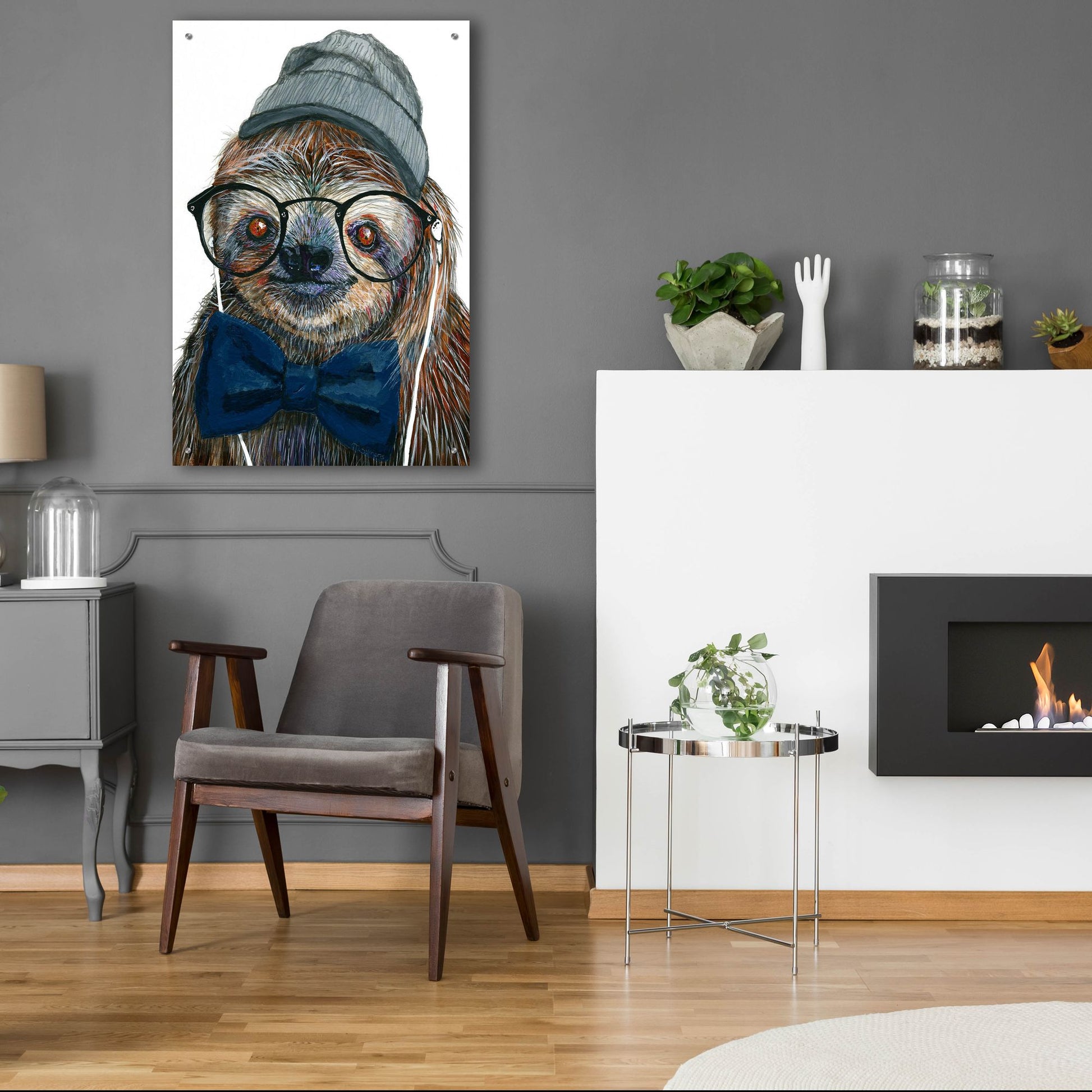 Epic Art ' Hipster Sloth' by Melissa Symons, Acrylic Glass Wall Art,24x36